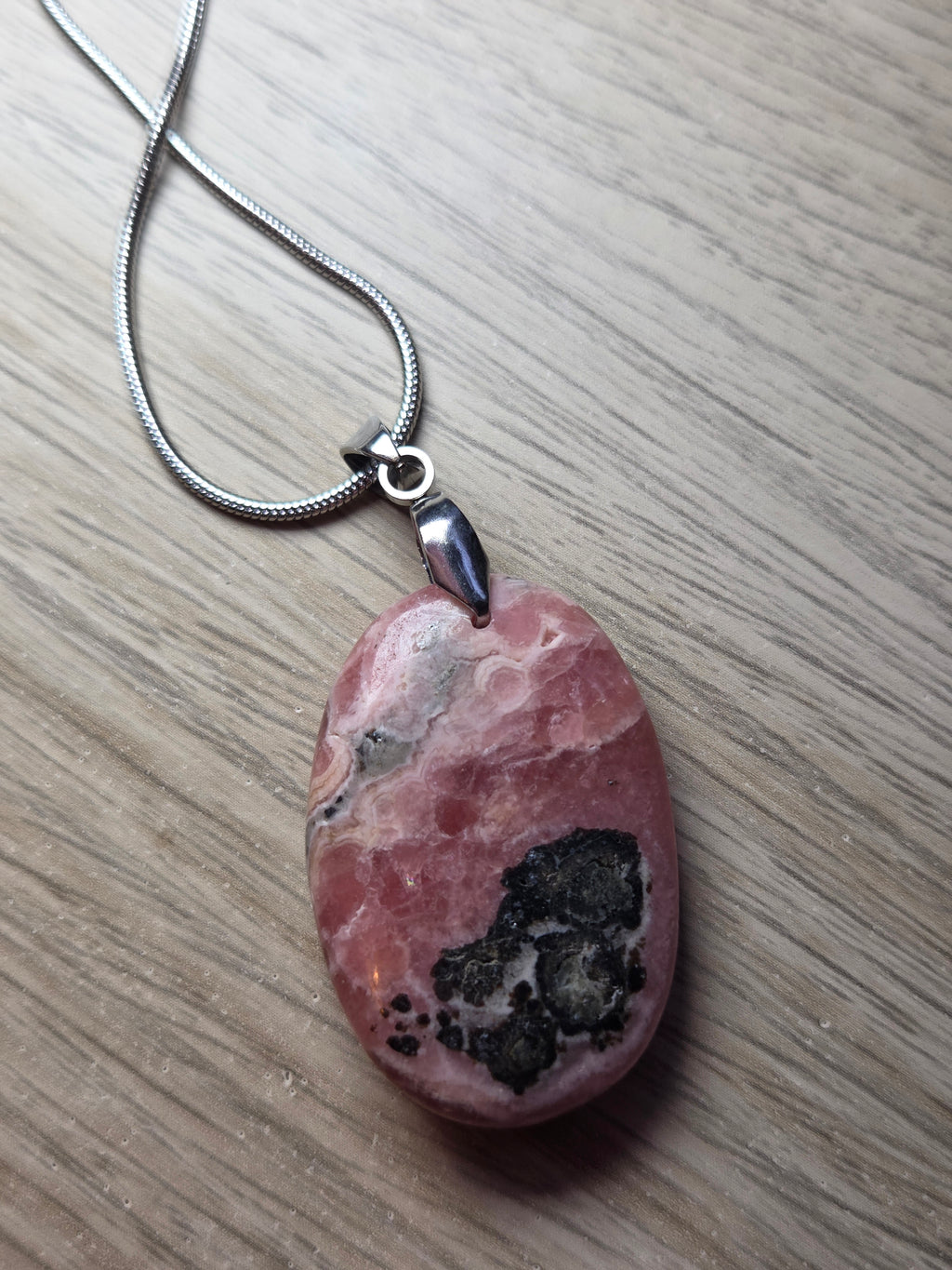 Rhodochrosite crystal handmade necklace