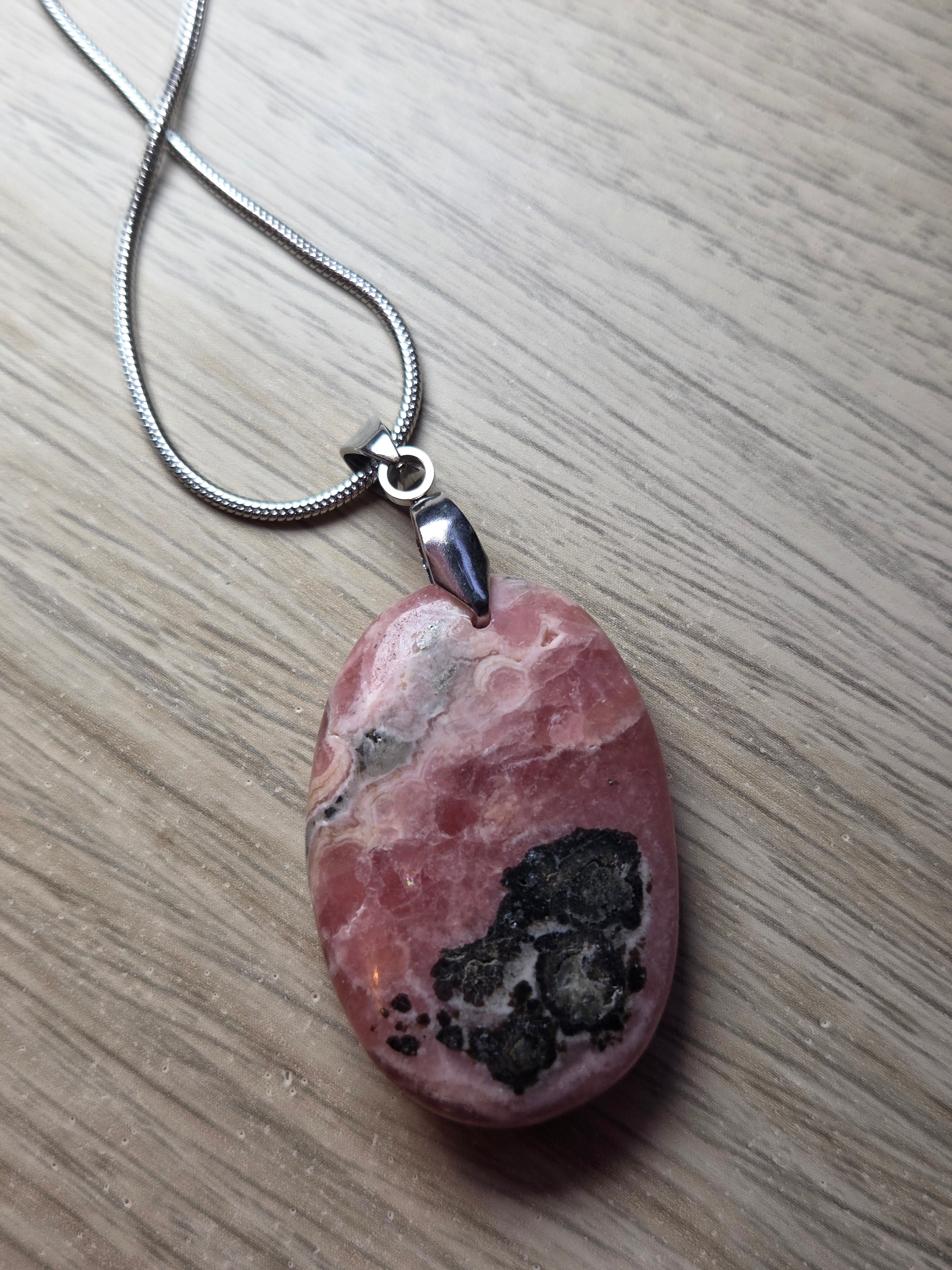 Rhodochrosite crystal handmade necklace