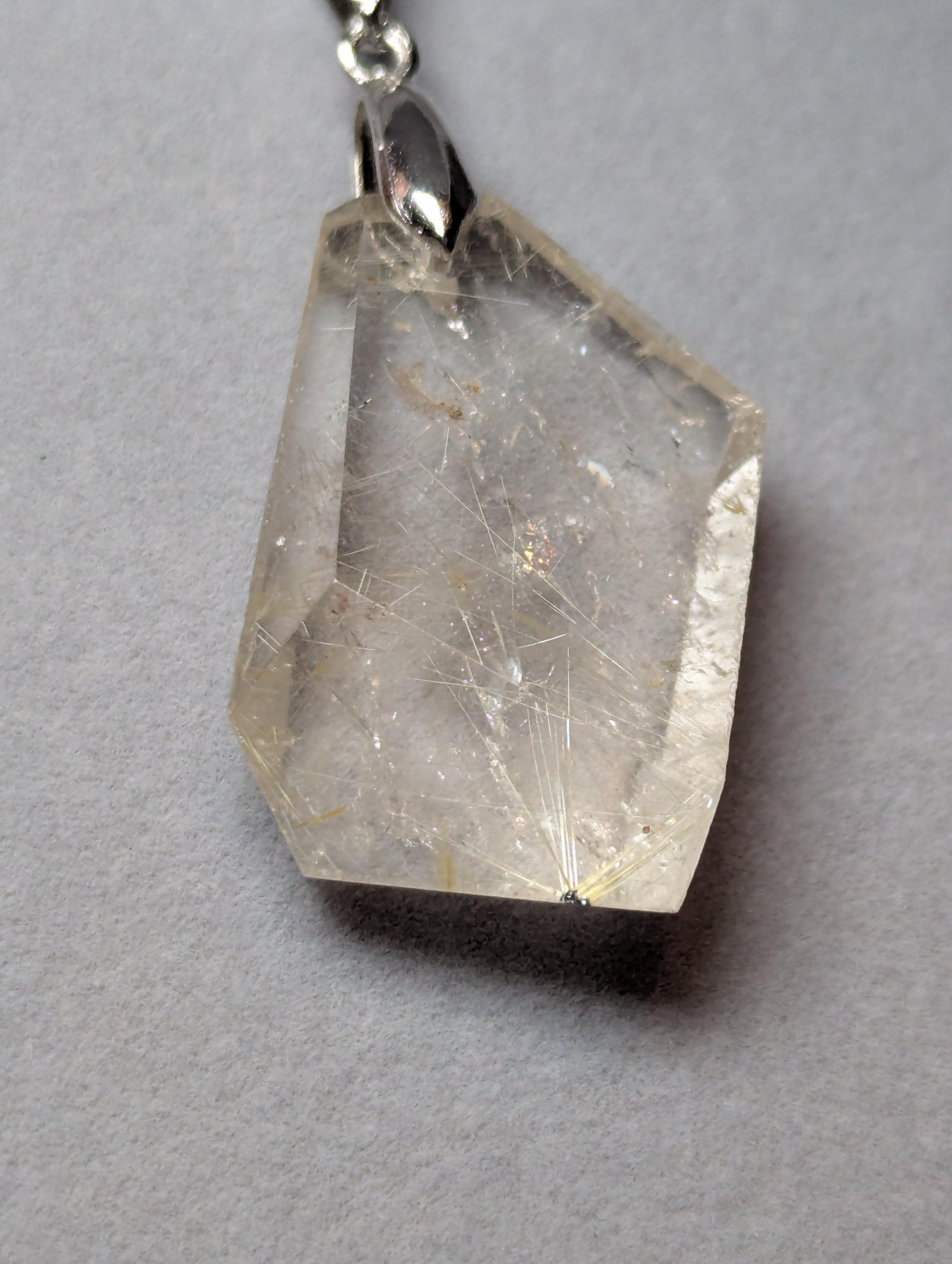 Golden  hair rutile crystal handmade necklace