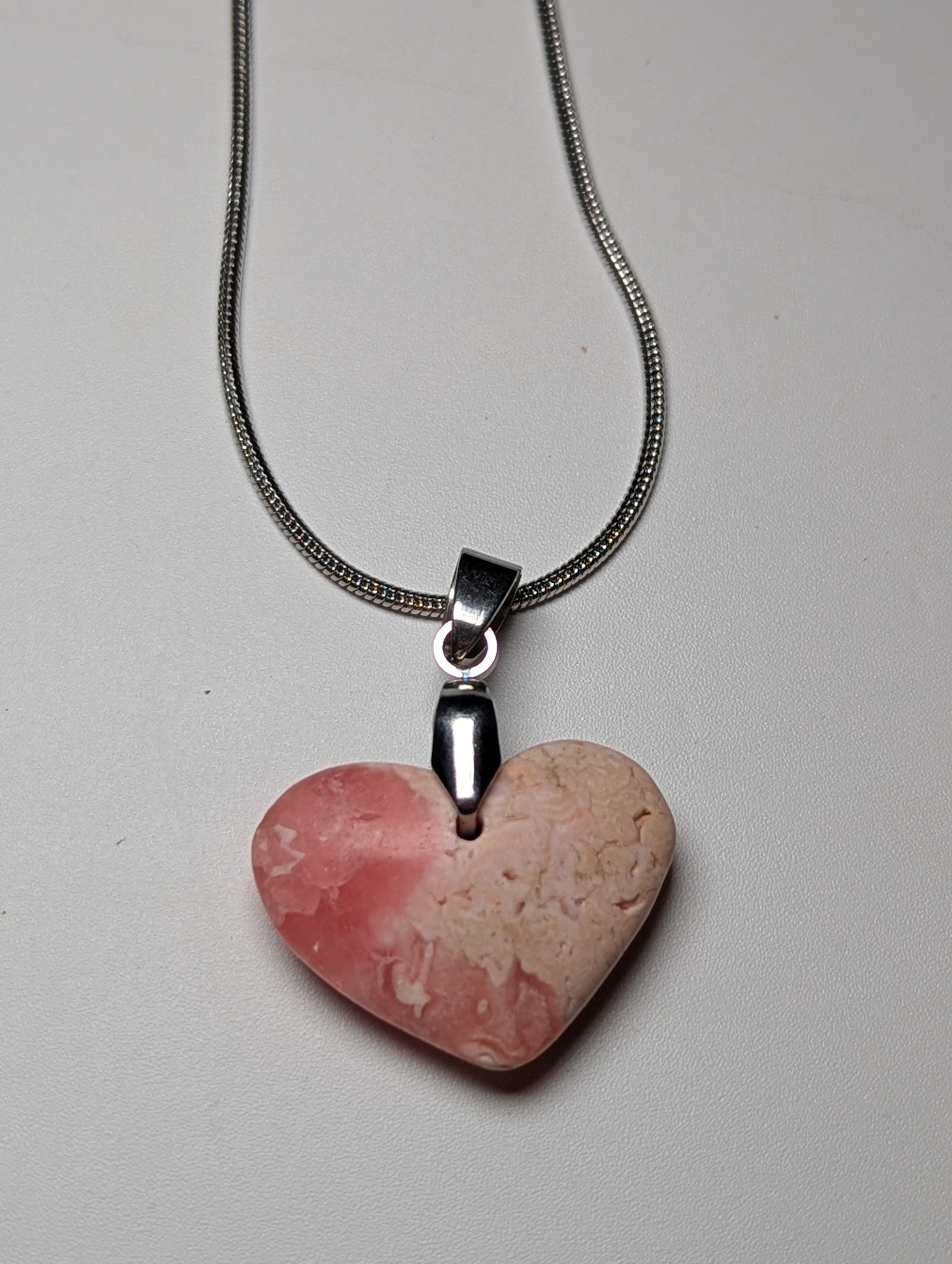 Rhodochrosite heart handmade crystal necklace