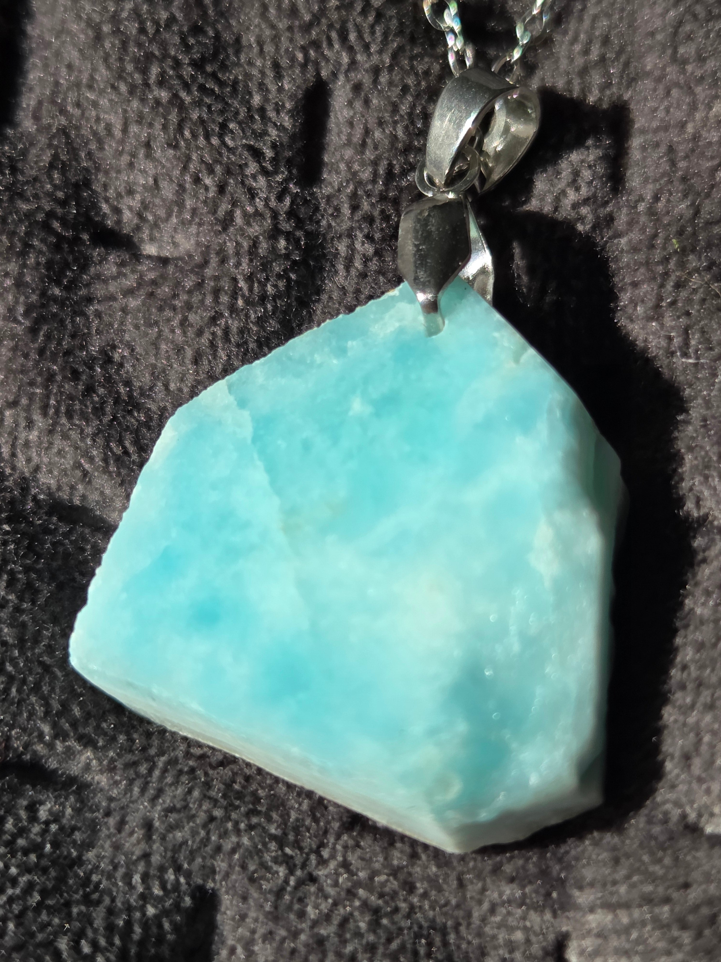 Raw larimar crystal handmade necklace
