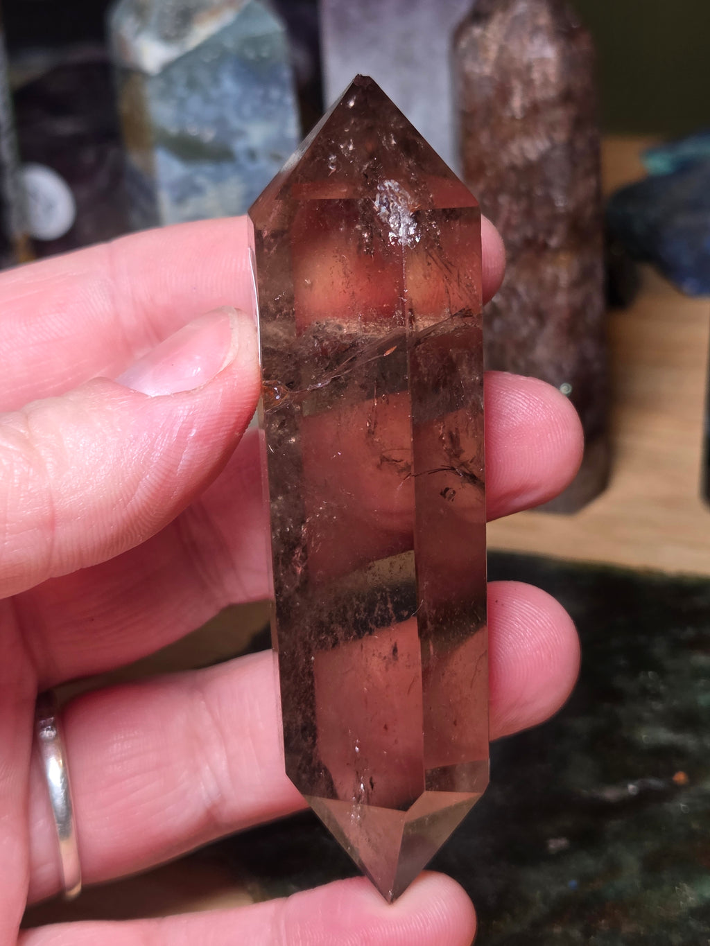 Smokey quartz crystal DT carving