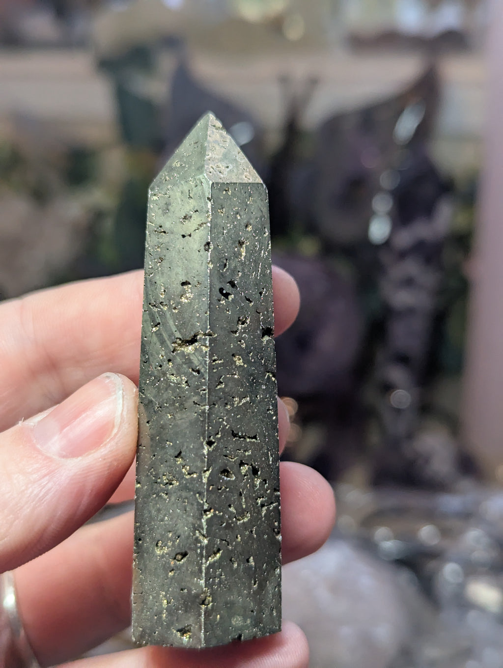 Pyrite crystal tower with quartz