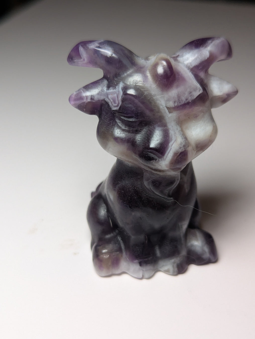 Dream Amethyst crystal Goat carving