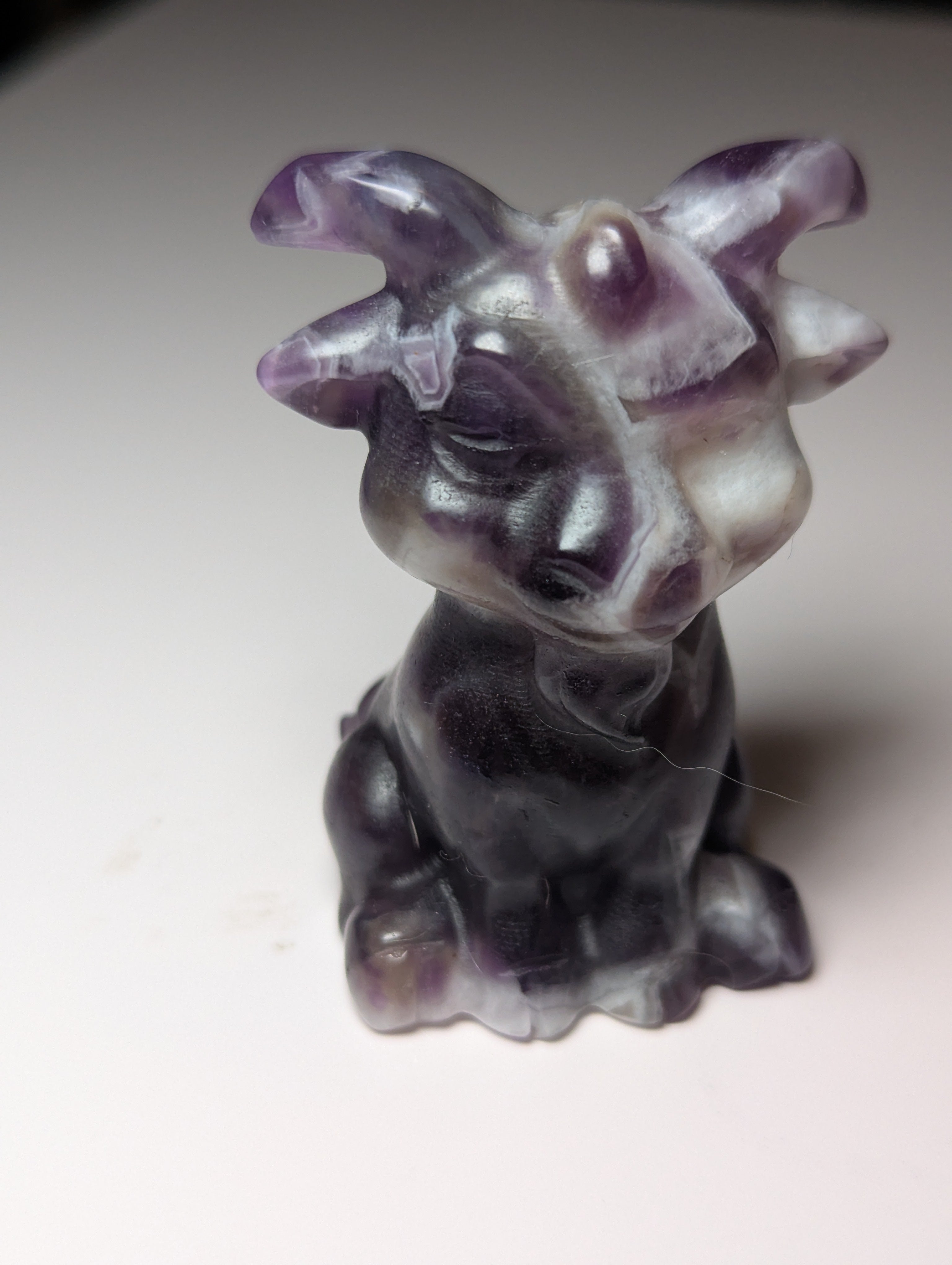Dream Amethyst crystal Goat carving