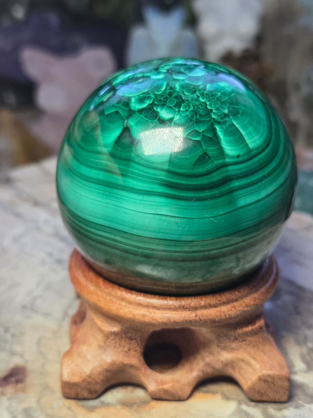 Malicite crystal sphere  5.4cm including stand