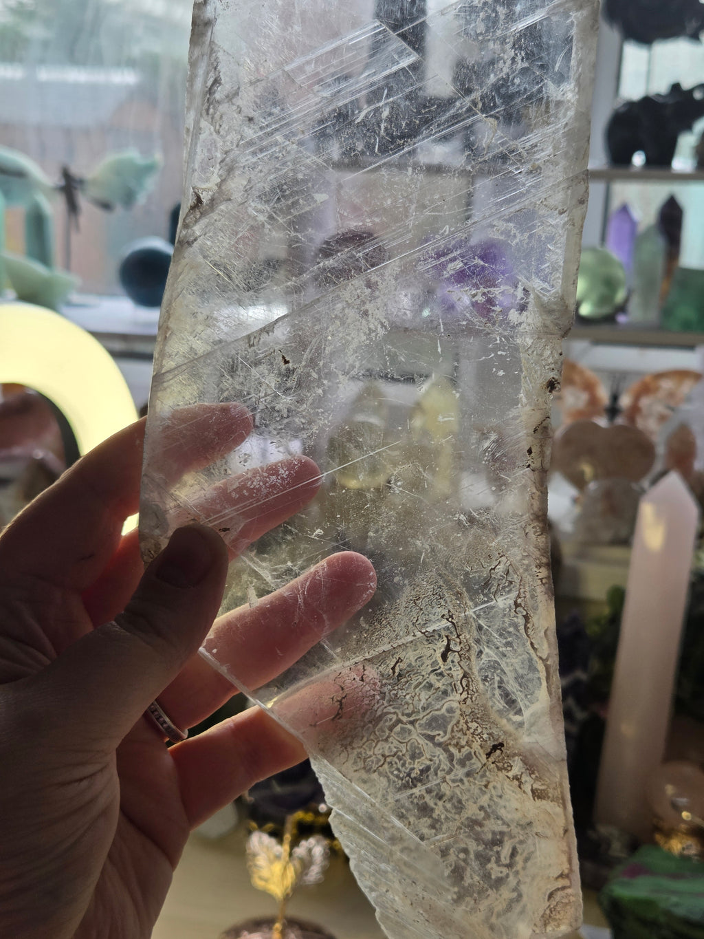 Beautiful  large  selenite crystal slice