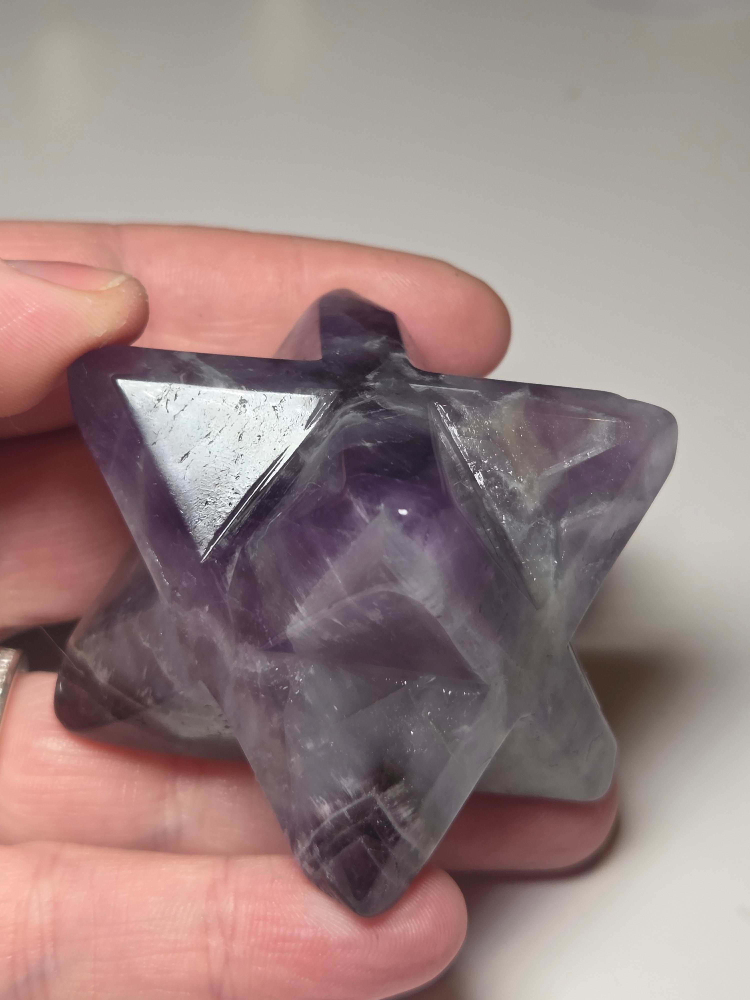 Dream Amethyst merkaba star carving