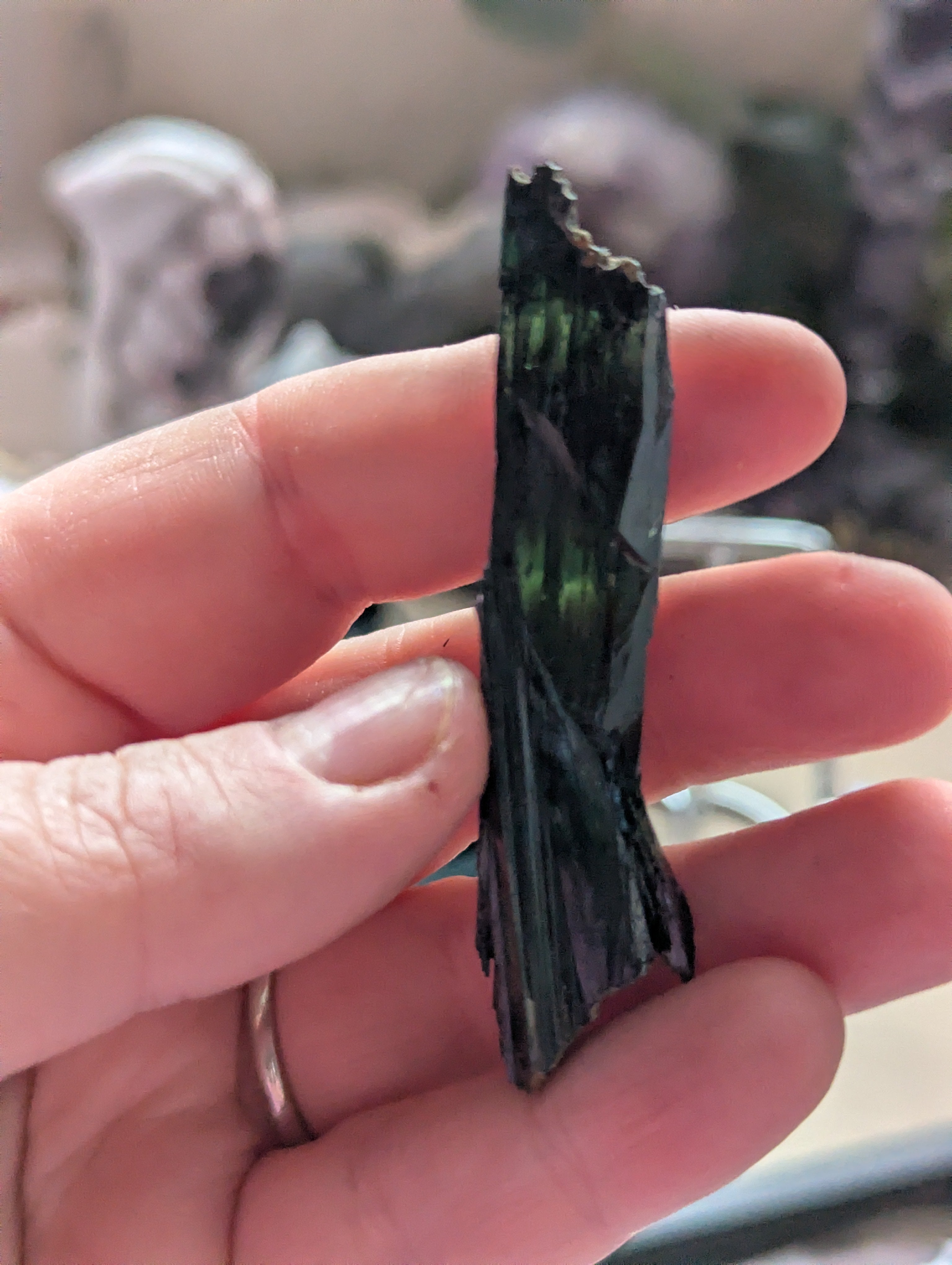 Vivianite specimen in box