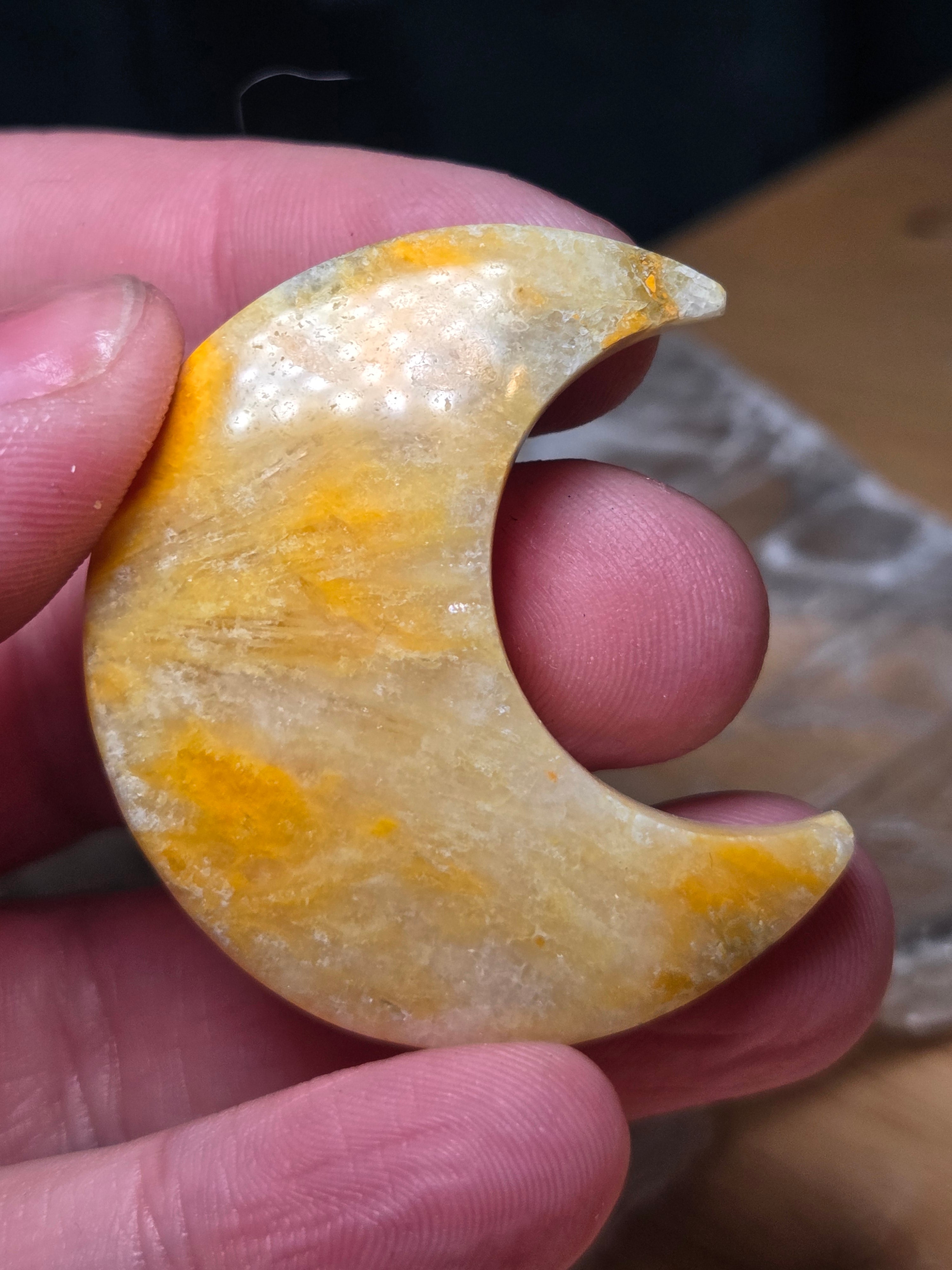 Bumblebee jasper crystal moon carving