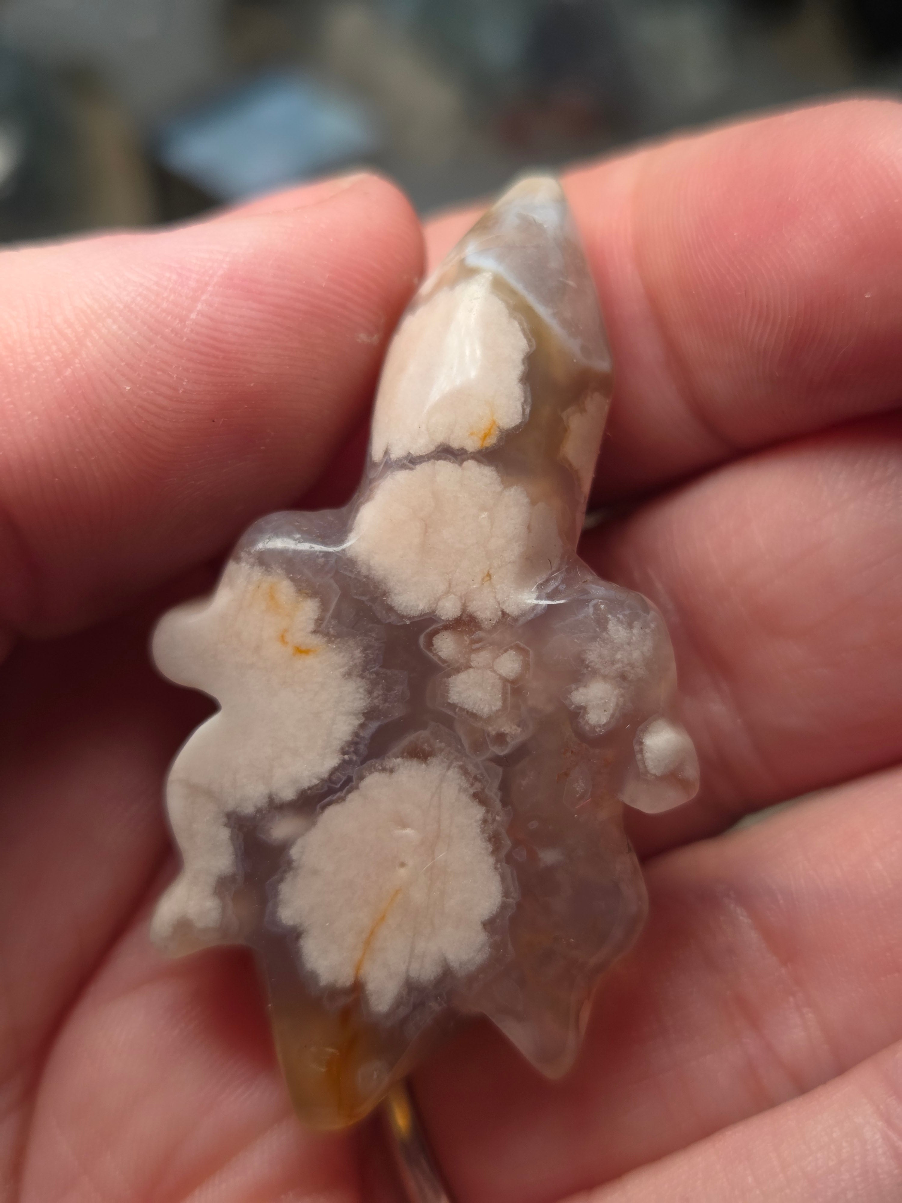 Flower agate crystal turtle carving  picked at random