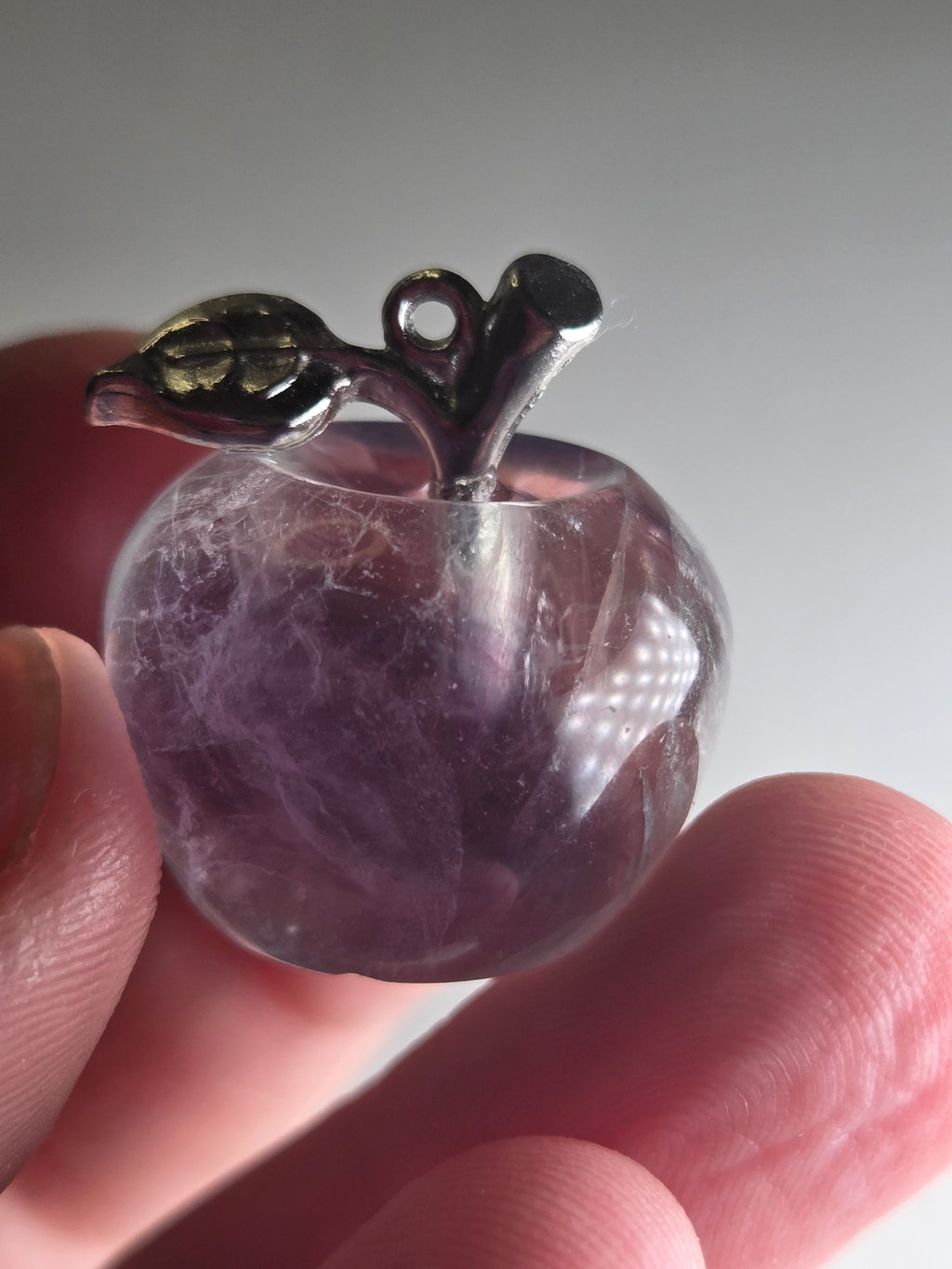 Flourite  small apple carving  can be a pendant  several available