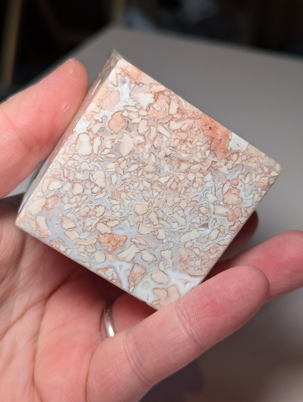 Pink Cotton candy crystal cube