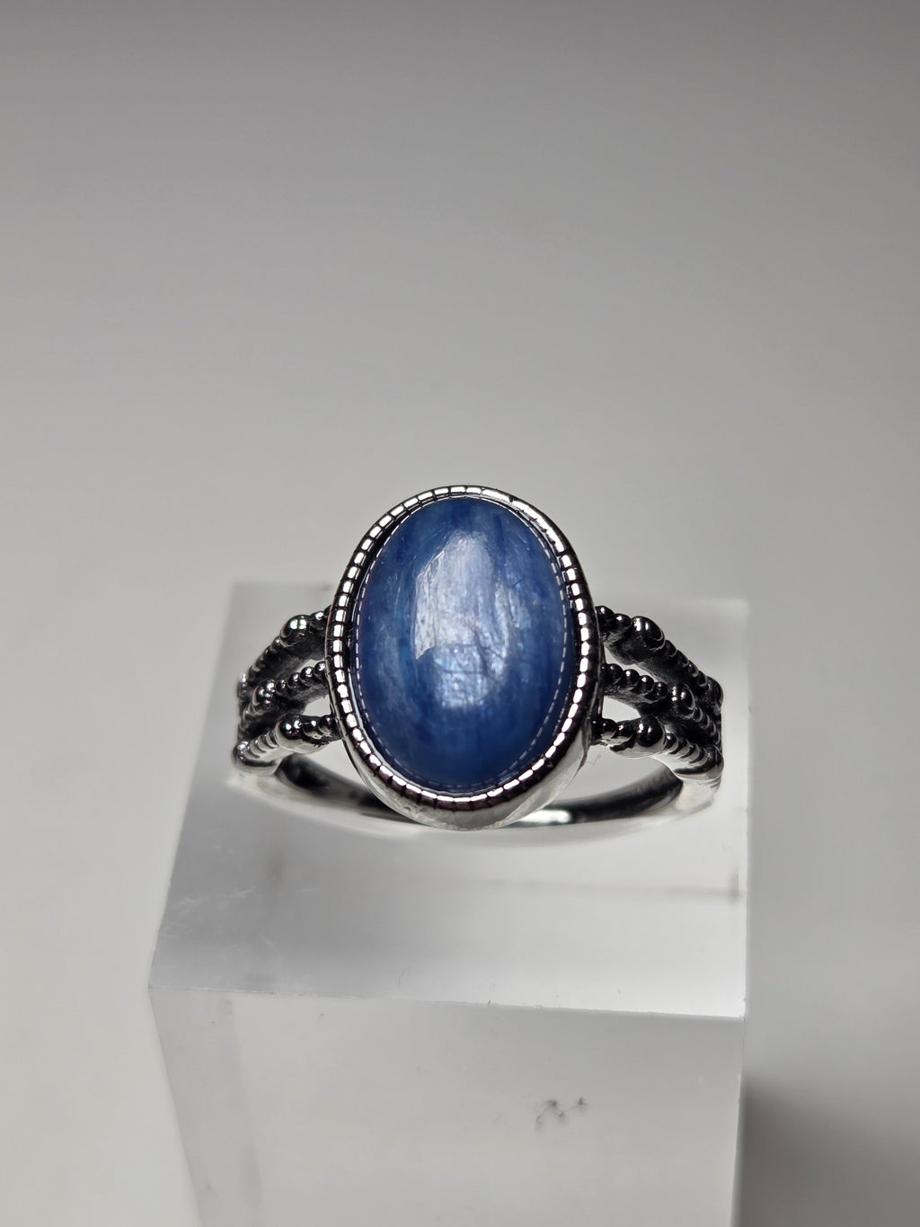 Kyanite crystal adjustable ring