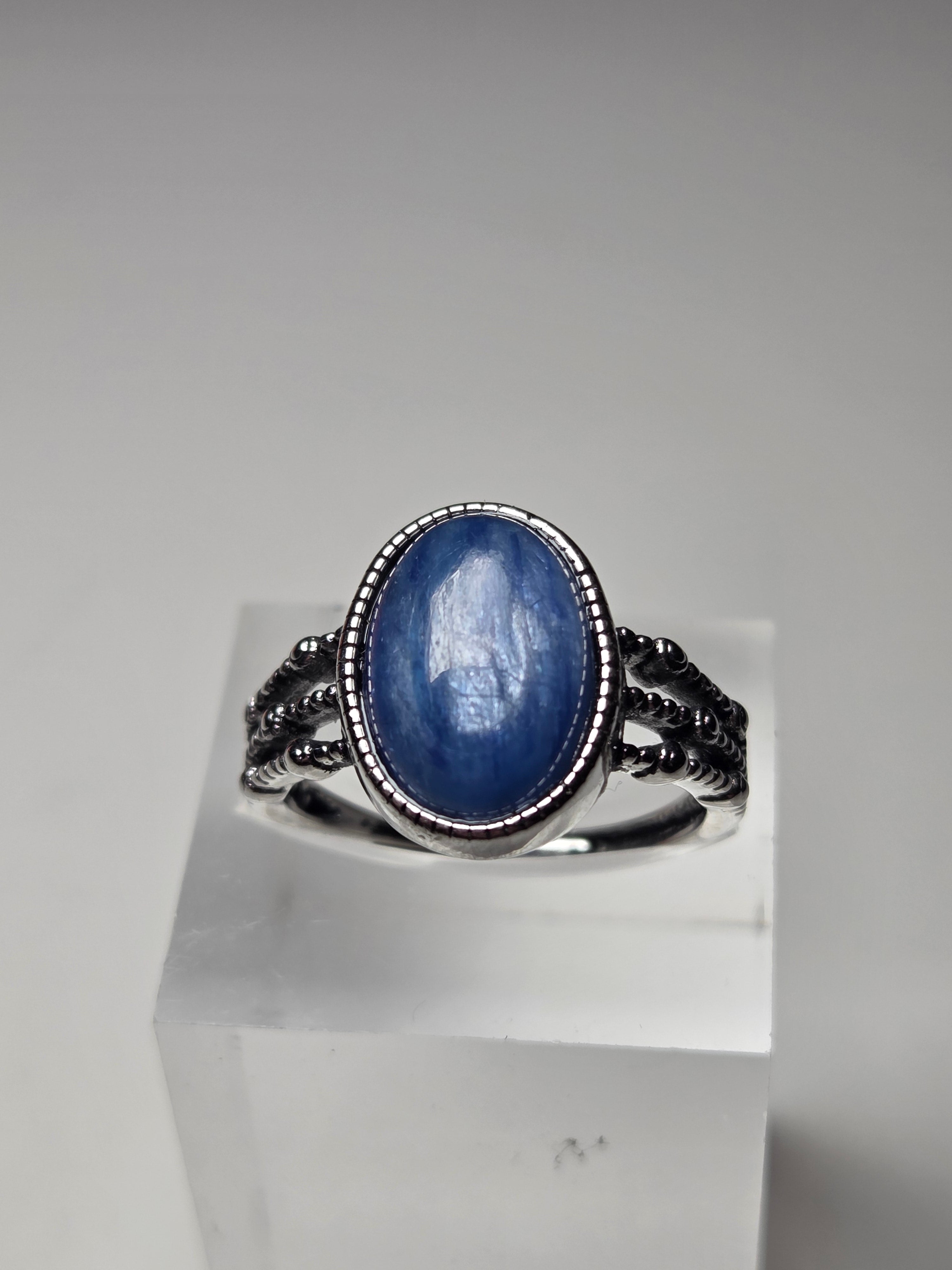 Kyanite crystal adjustable ring