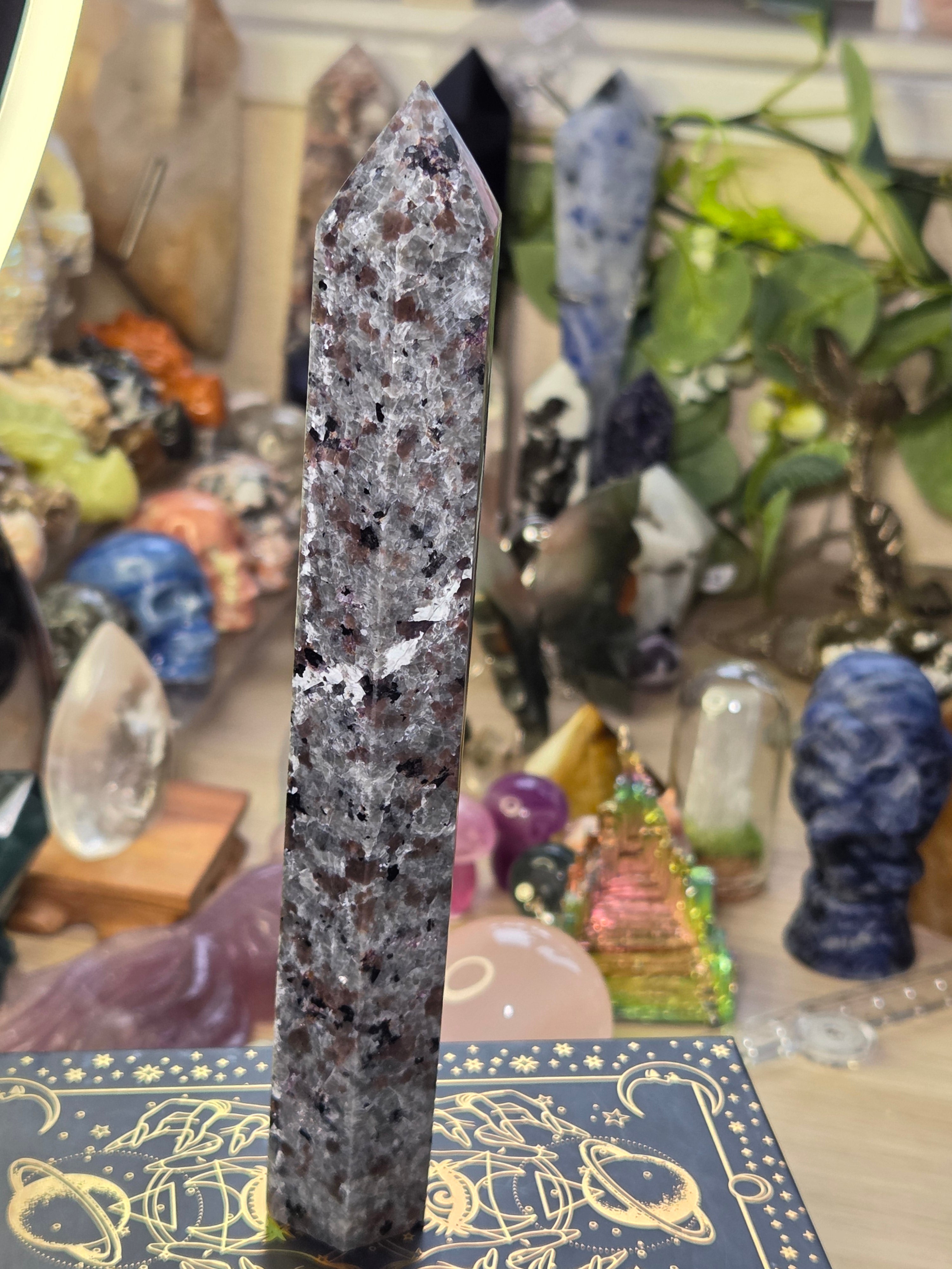 Large Yooperlite crystal tower with orange Uv