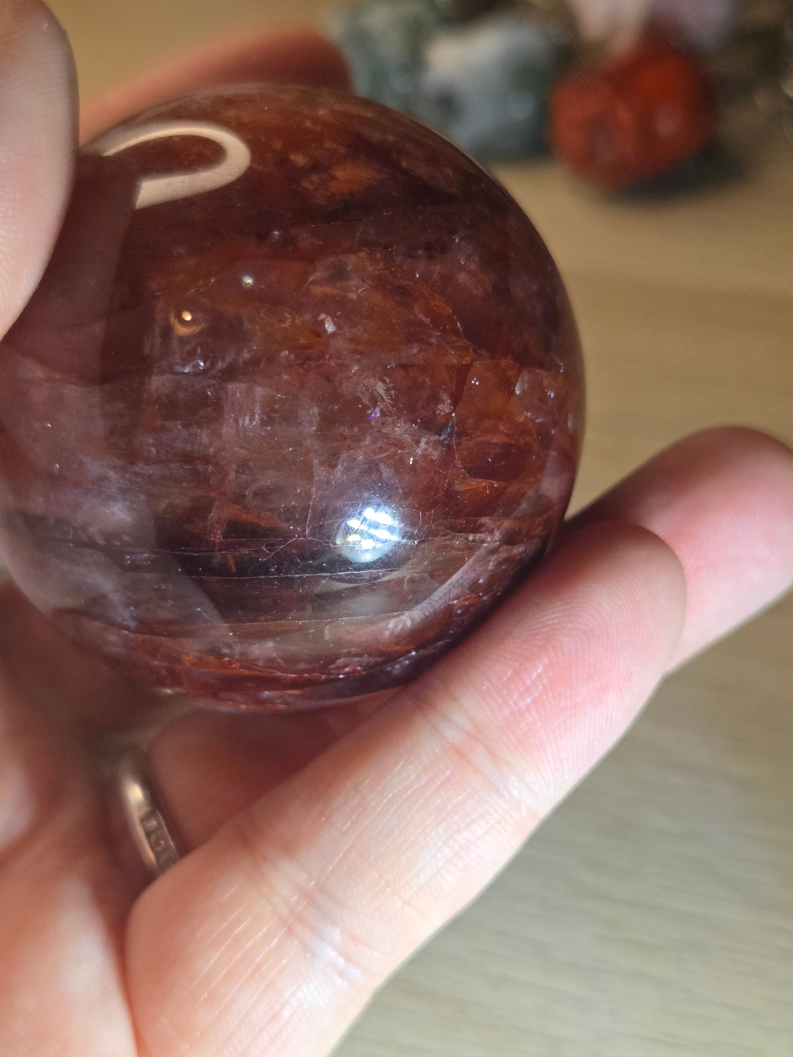 Fire quartz crystal sphere
