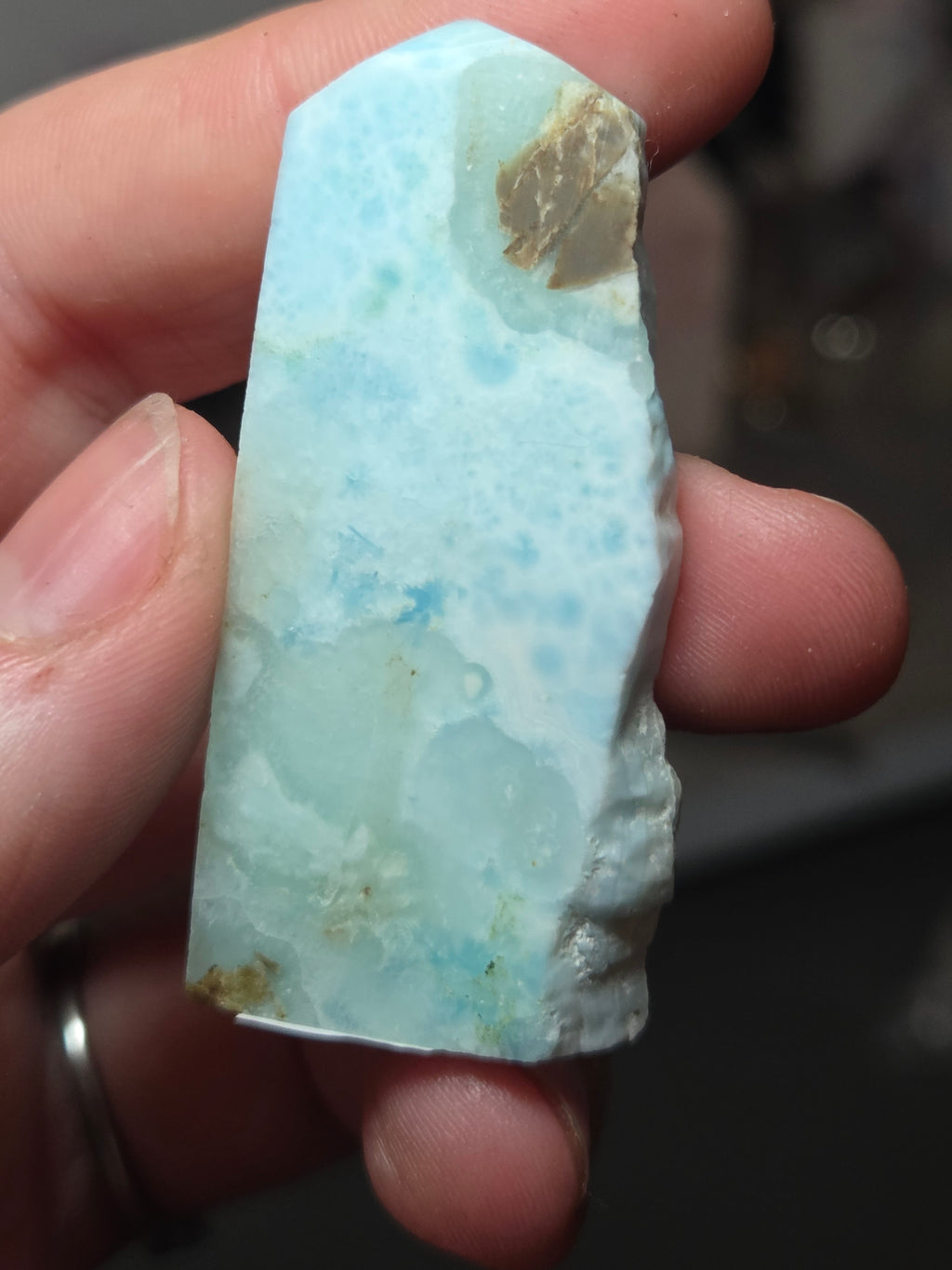 Natural  Larimar crystal tower  part raw