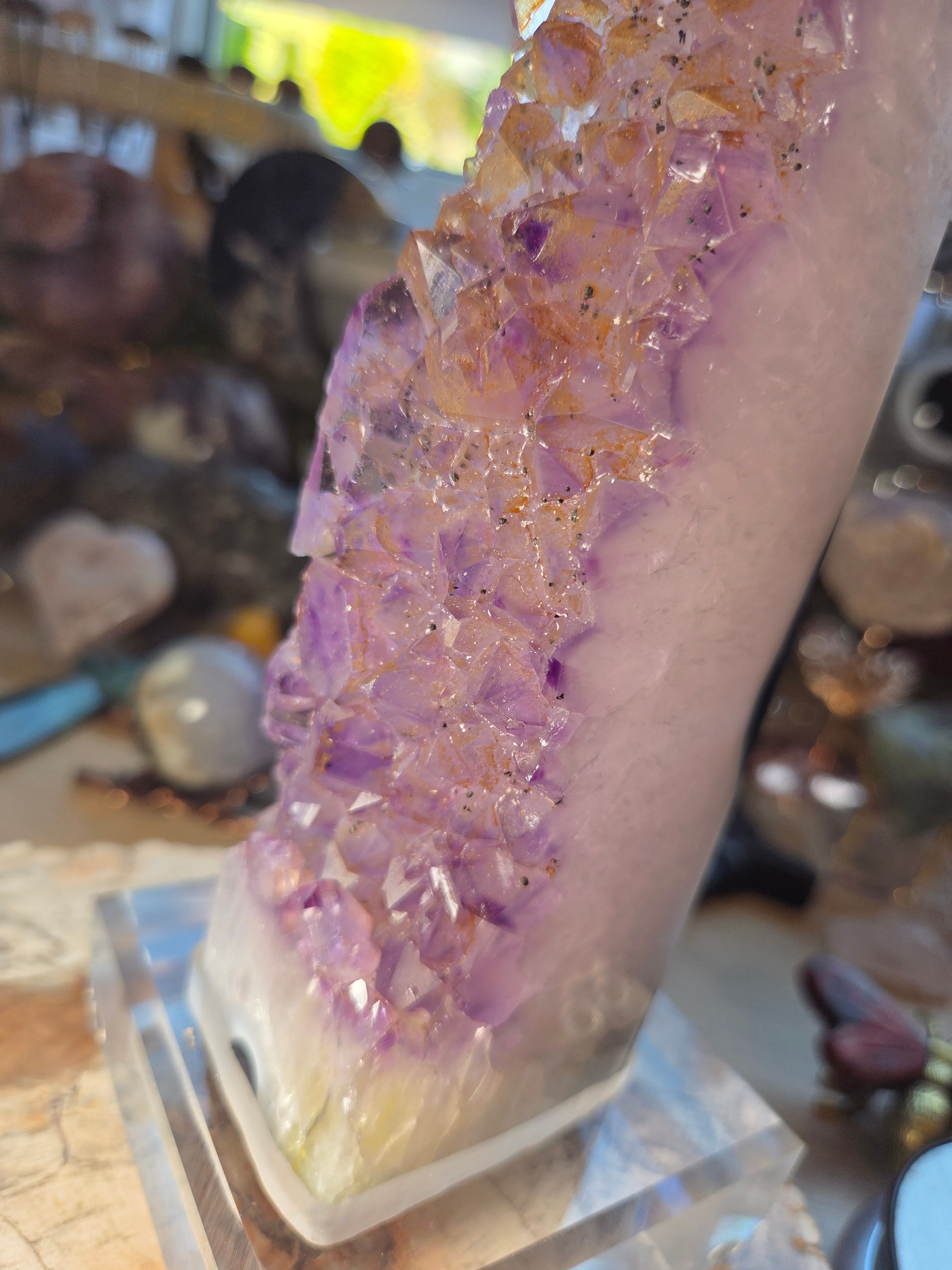 Beautiful  black agate with amethyst crystal from Brazil