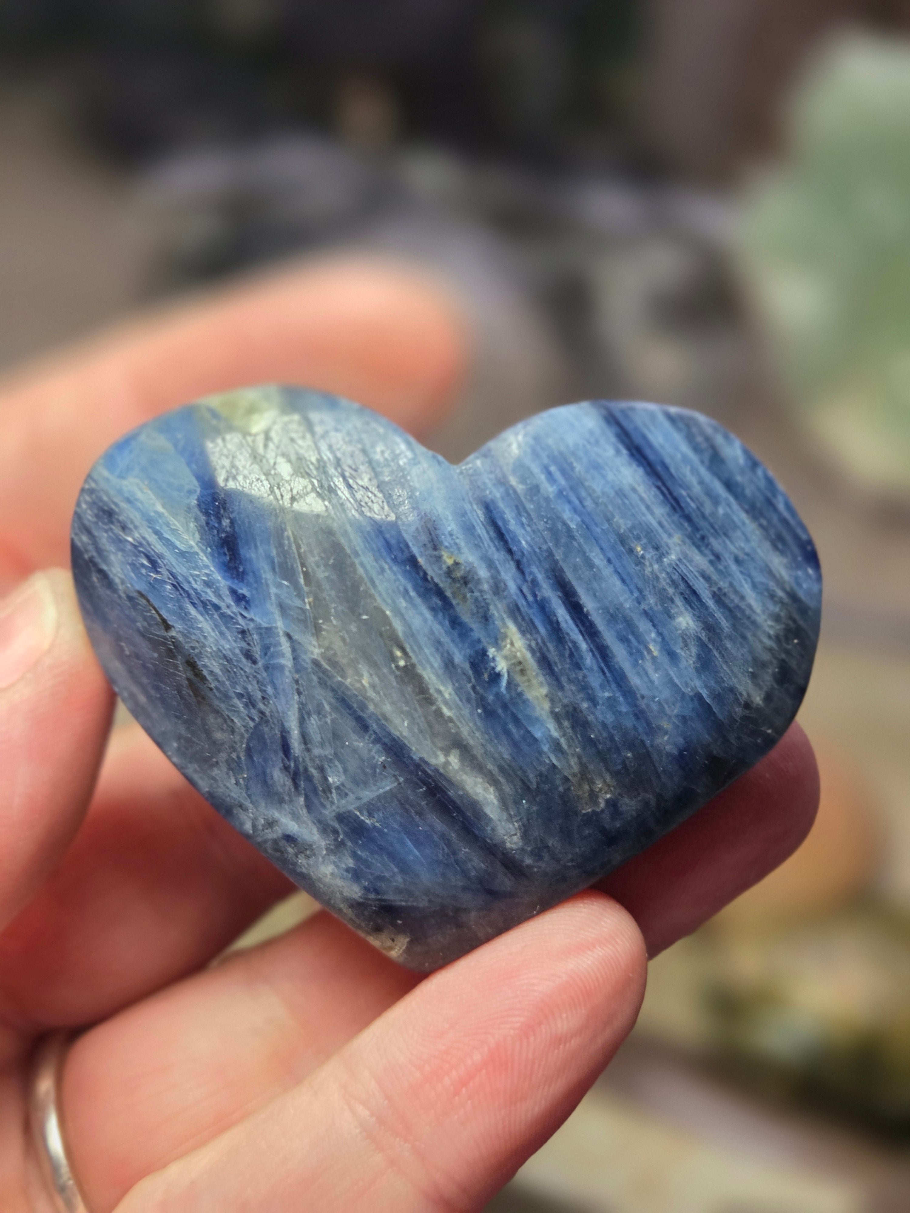 Kyanite crystal heart carving
