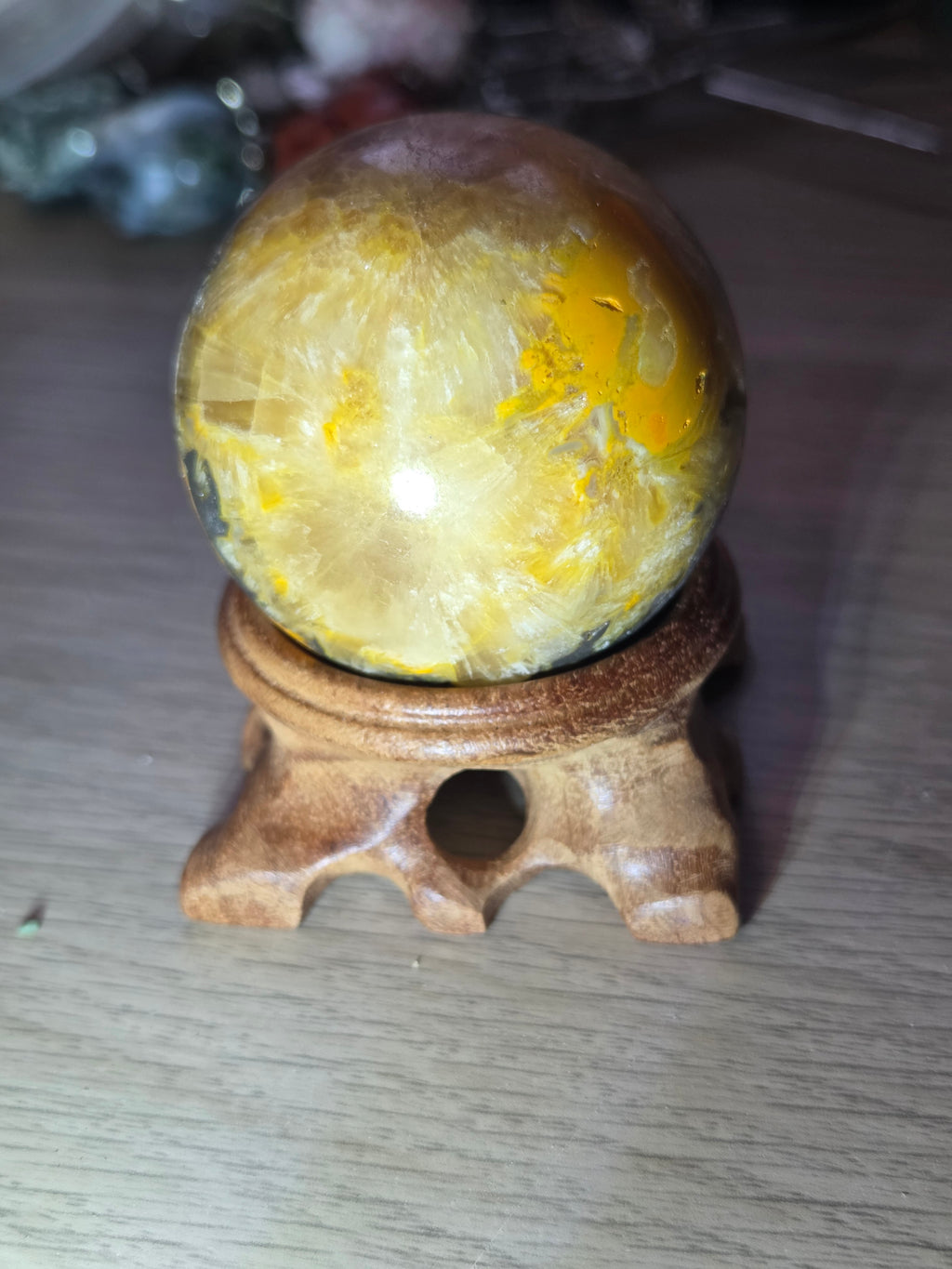 Bumblebee jasper crystal sphere with stand