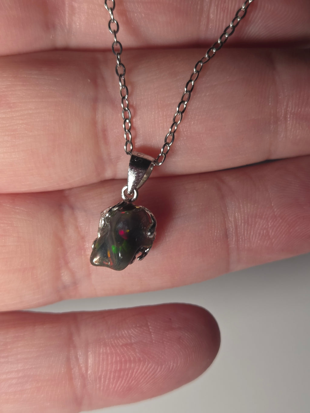 Ethiopian black Opal necklace s295