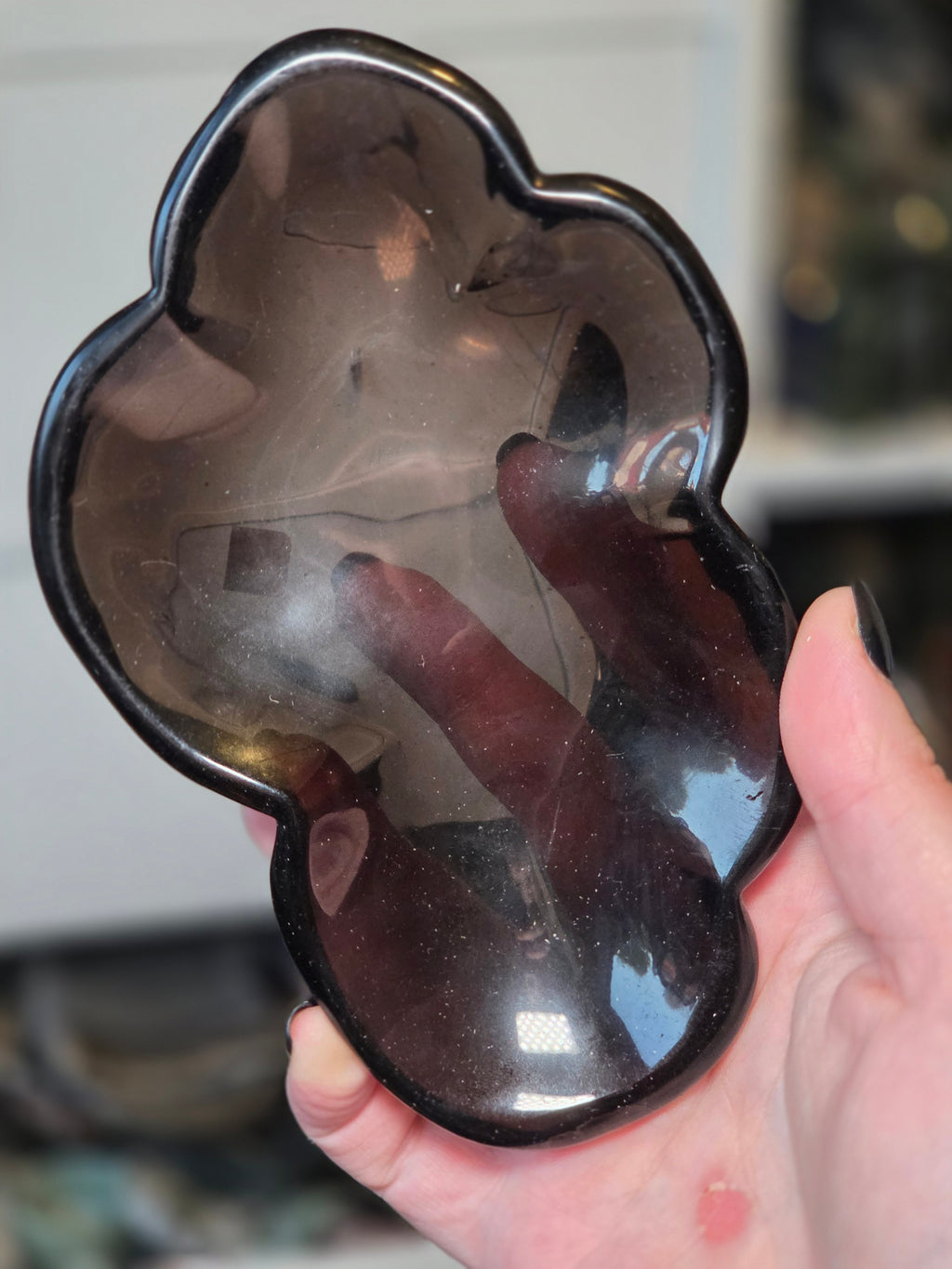 Ice obsidian crystal large bowl