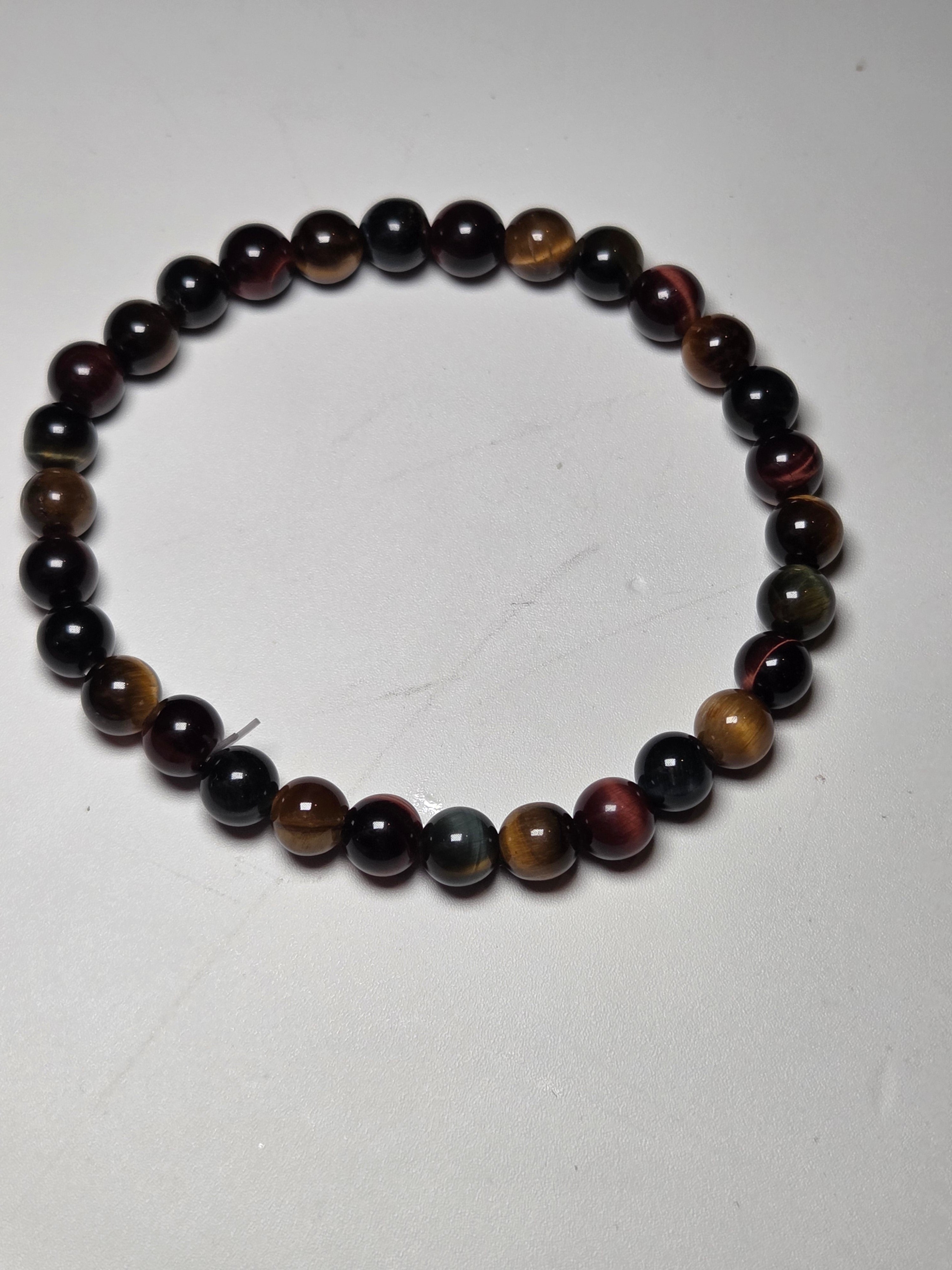 Yellow  blue and red natural tigers eye crystal bracelet
