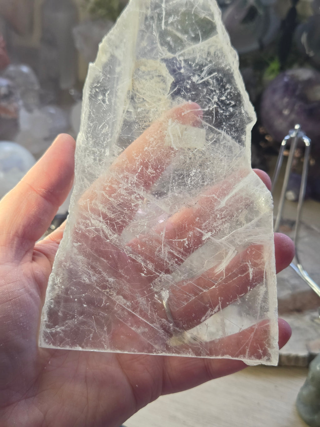 Beautiful crystal selenite crystal slice