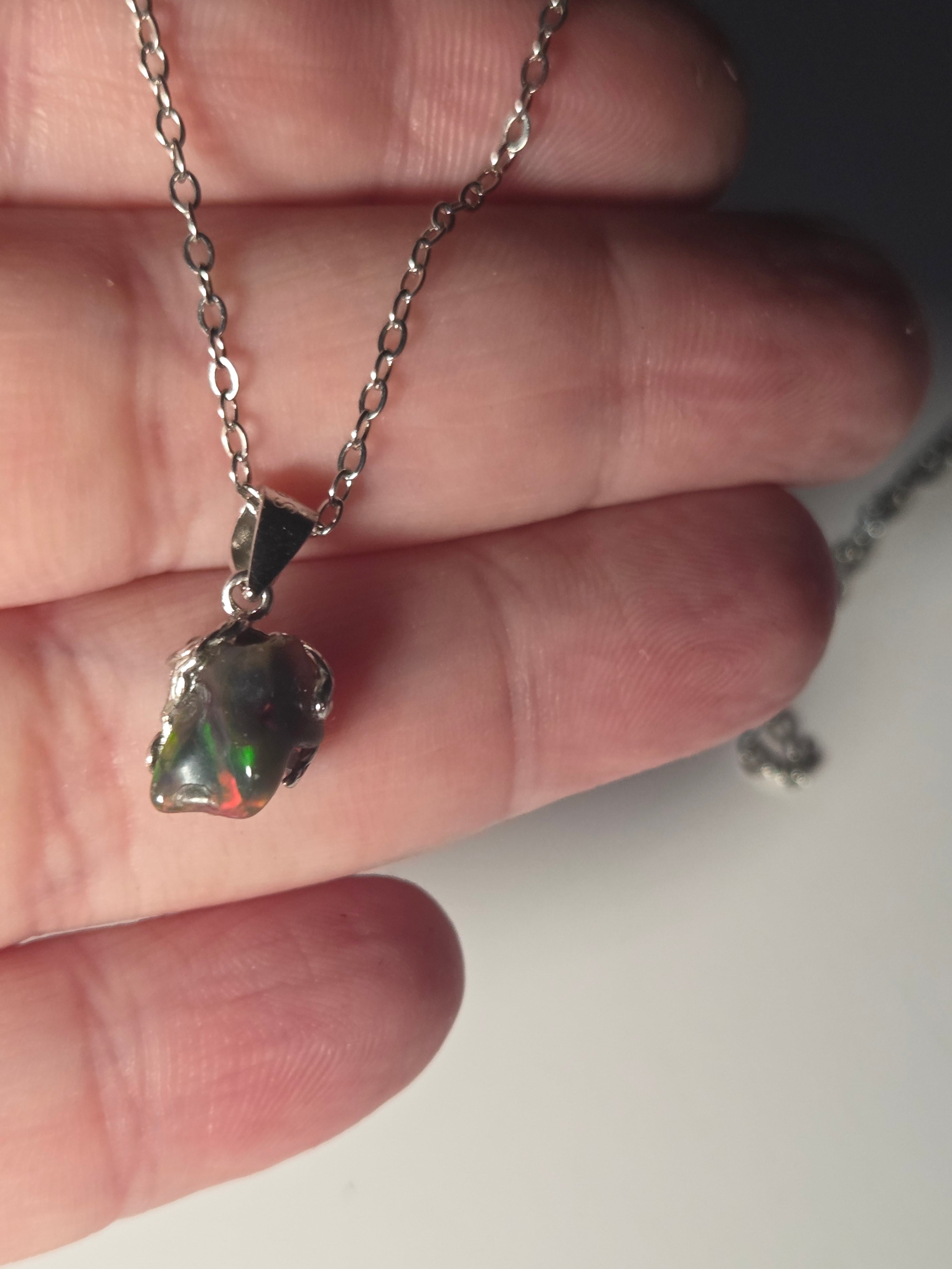 Ethiopian black Opal necklace s295