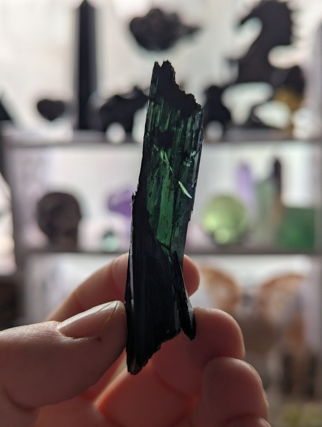 Vivianite specimen in box
