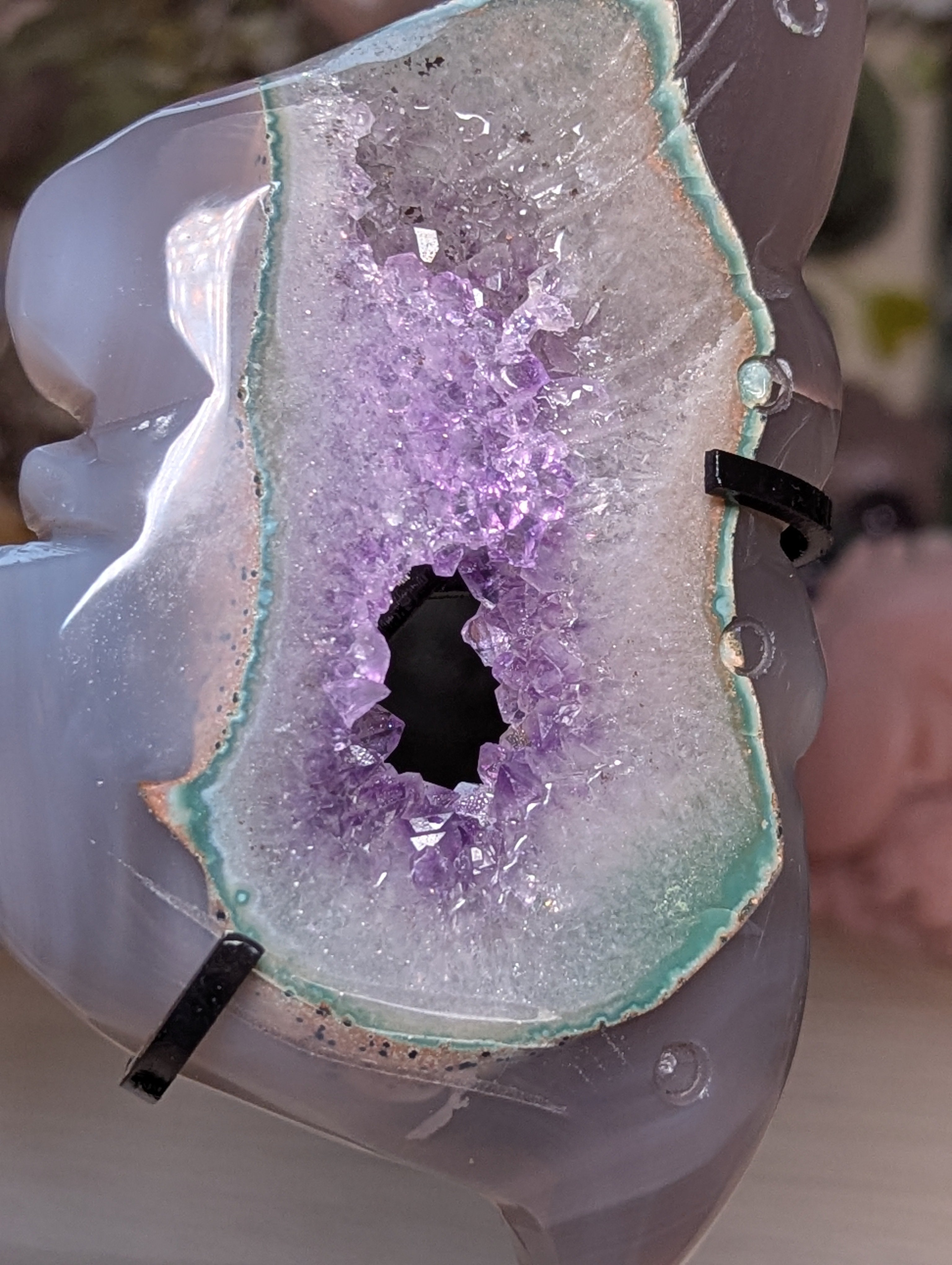 Large Amethyst crystal butterfly on stand