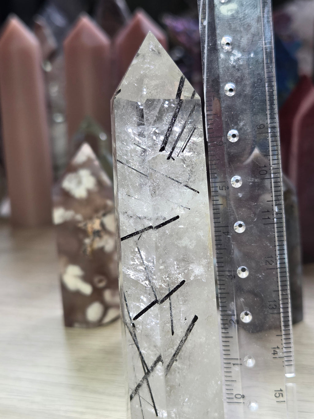 Grade A black Tourmaline rutile crystal tower