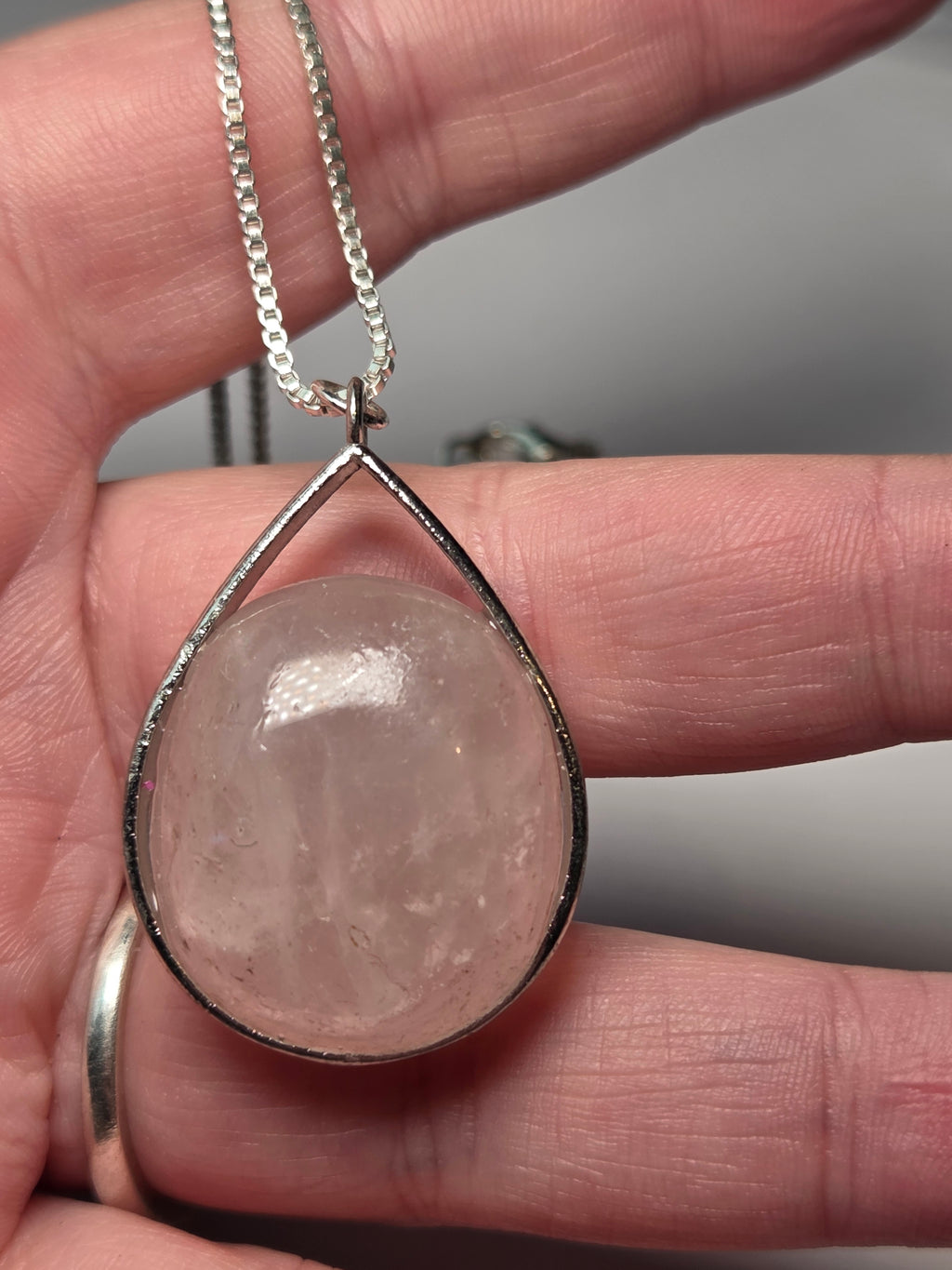 Rose quartz crystal handmade necklace