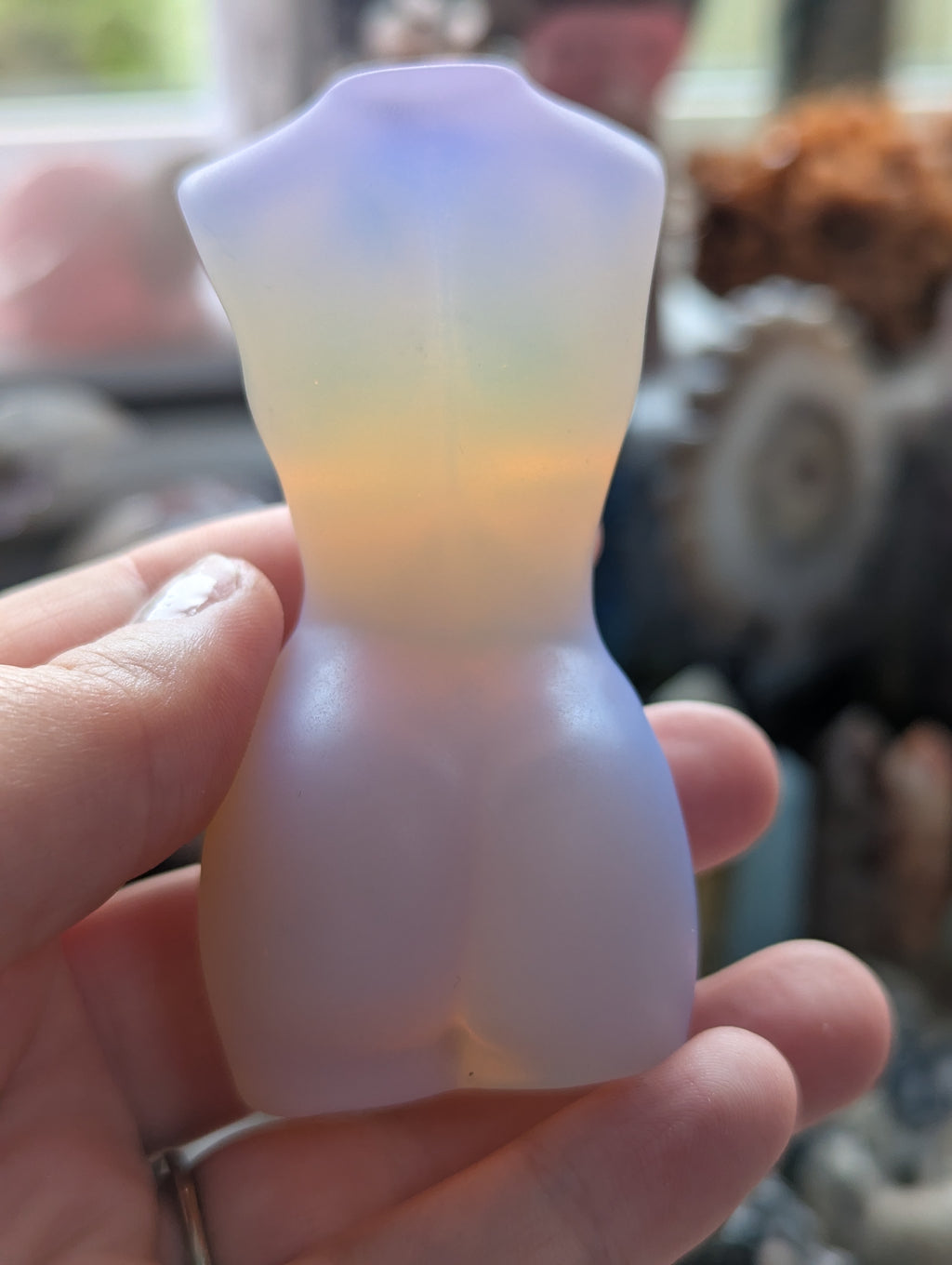 Opalite crystal lady body carving