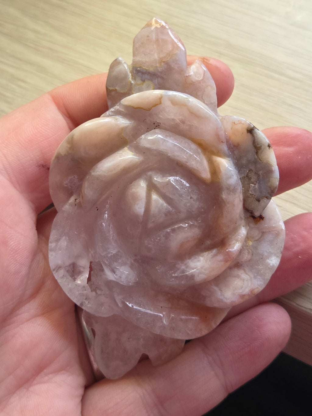 Stunning  Amethyst flower agate crystal rose with Stand