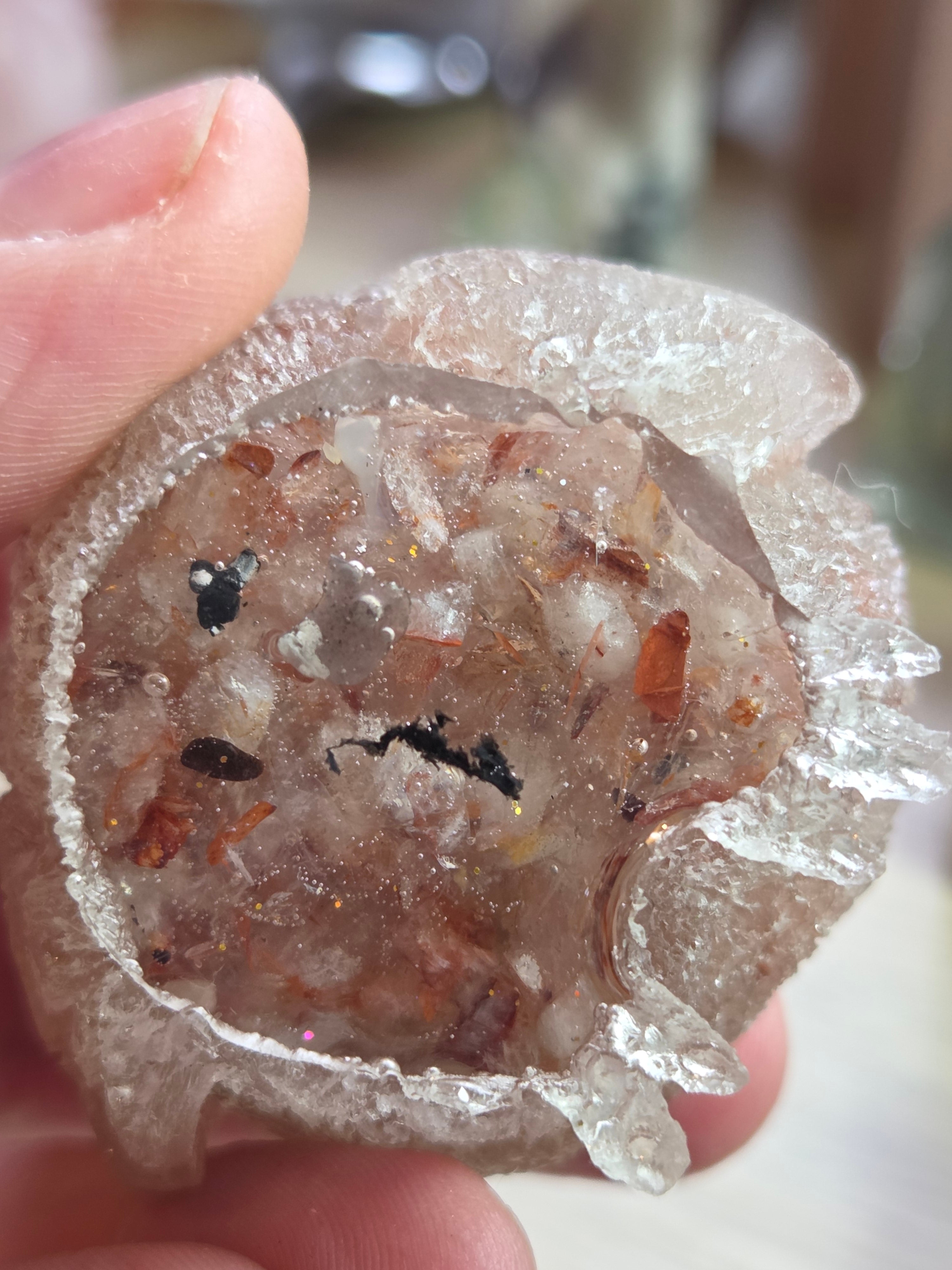 Resin owls fire quartz or flourite