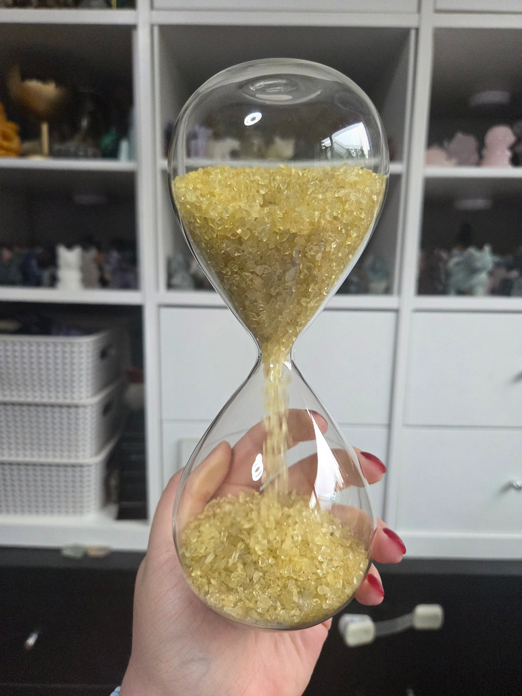 Citrine crystal hourglass carving