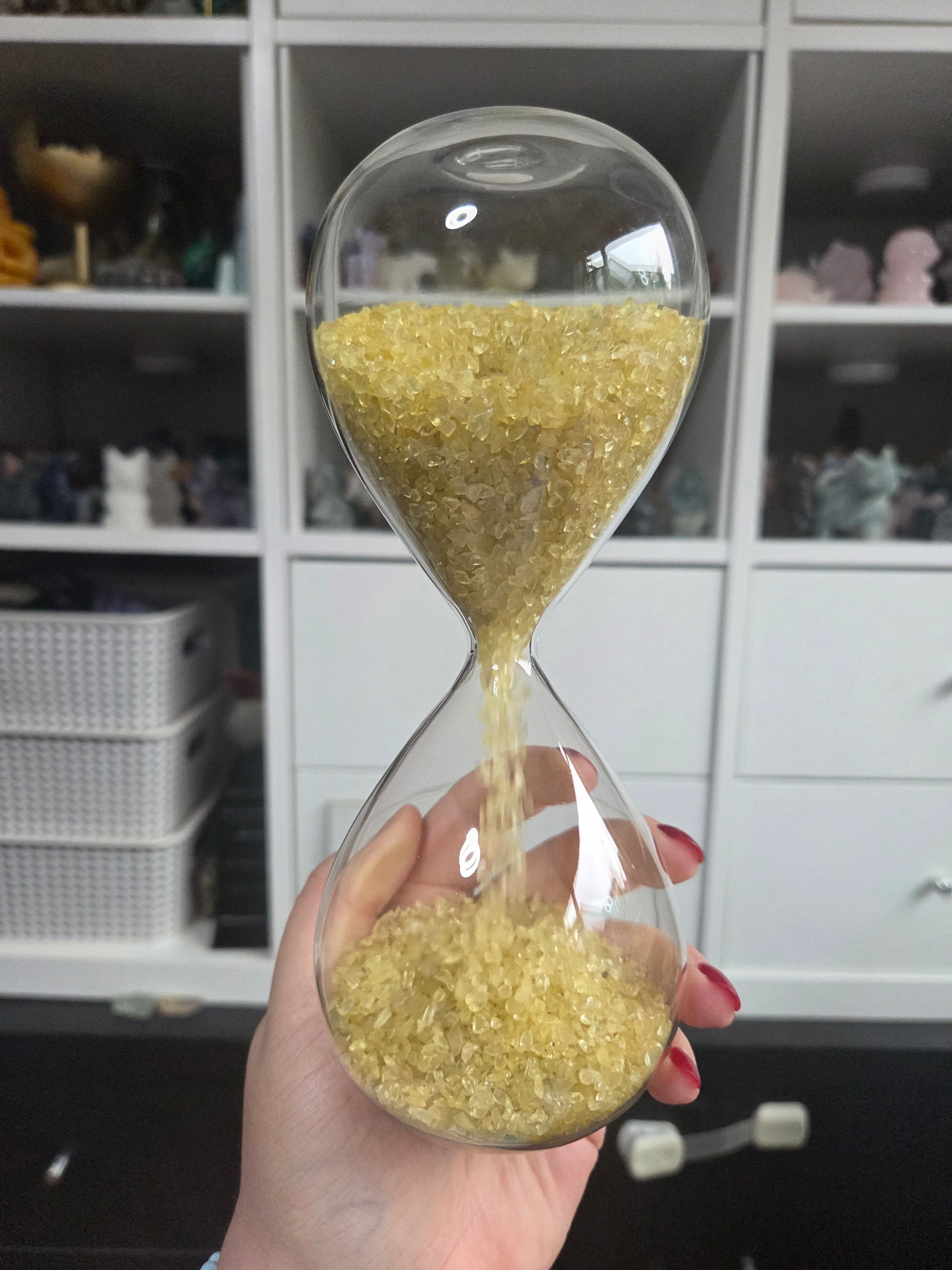 Citrine crystal hourglass carving