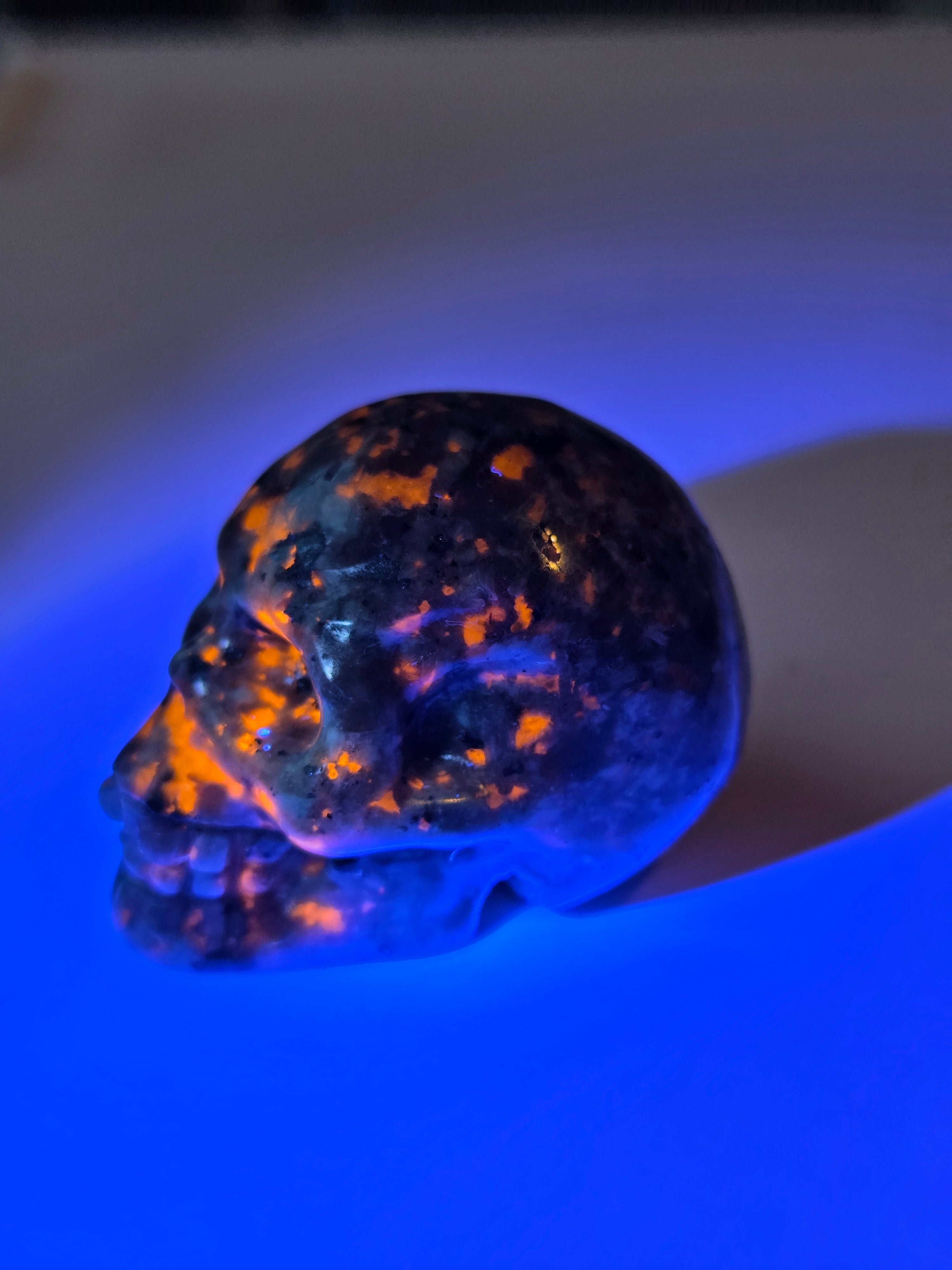 Small Yooperlite crystal skull carving