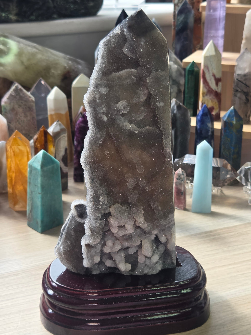 Extra large  Sphelerite crystal tower with custom stand 22.5cm