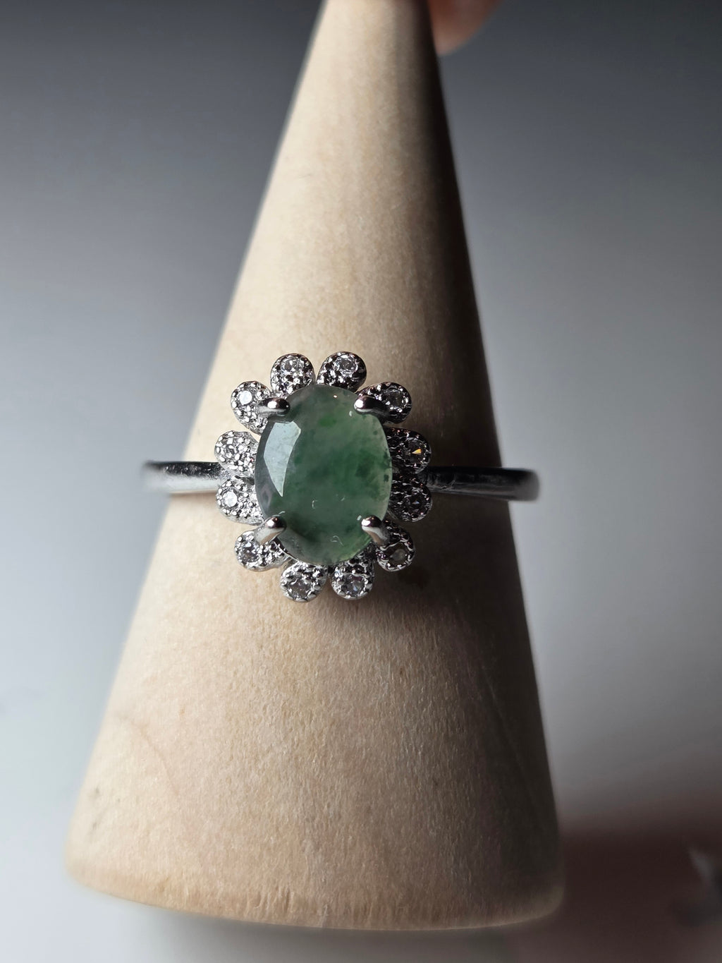 Moss Agate crystal adjustable ring