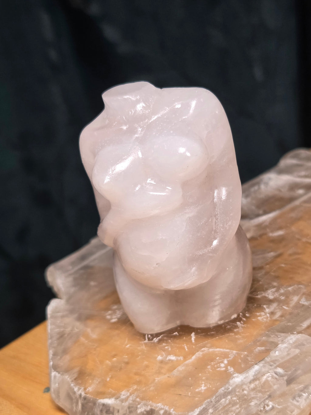 Clear quartz crystal pregnant body carving