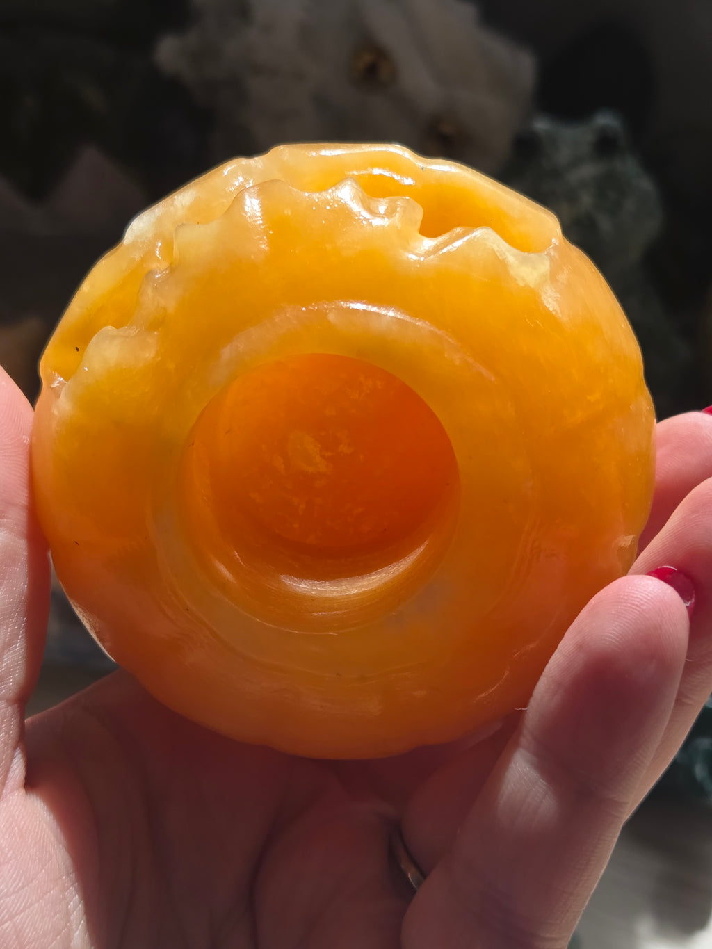 Orange calcite crystal pumpkin