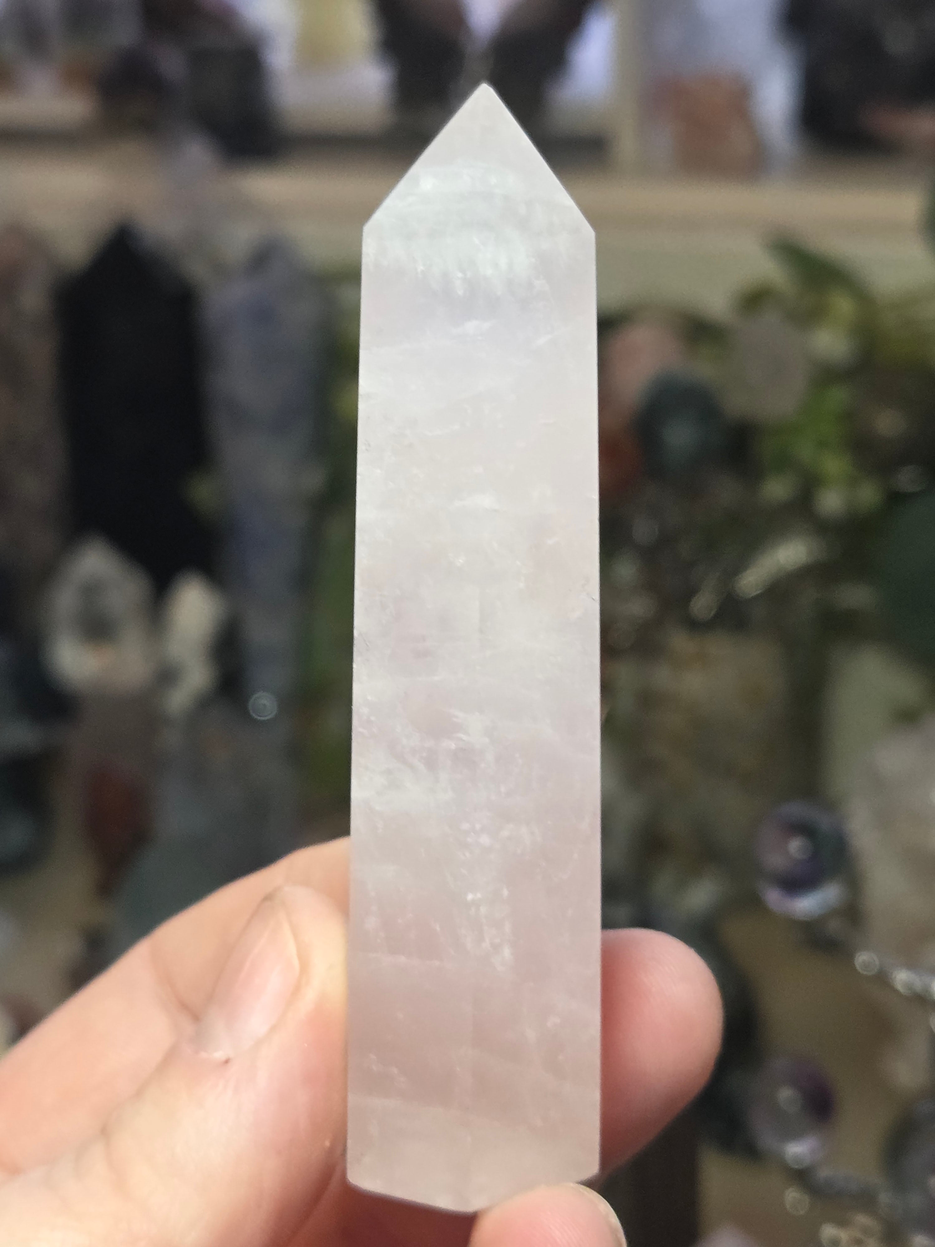Rose quartz crystal tower