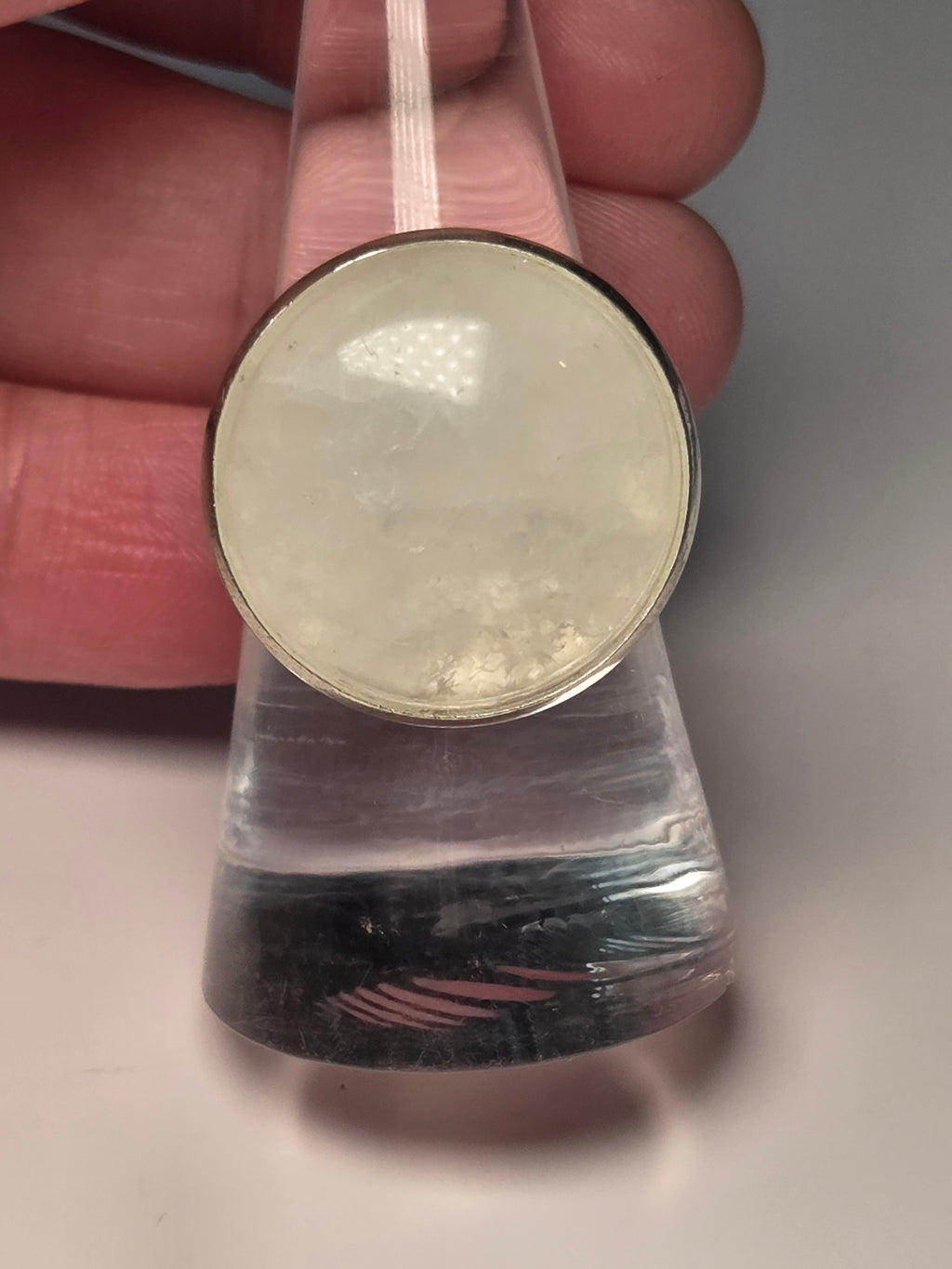 Clear quartz crystal handmade adjustable ring