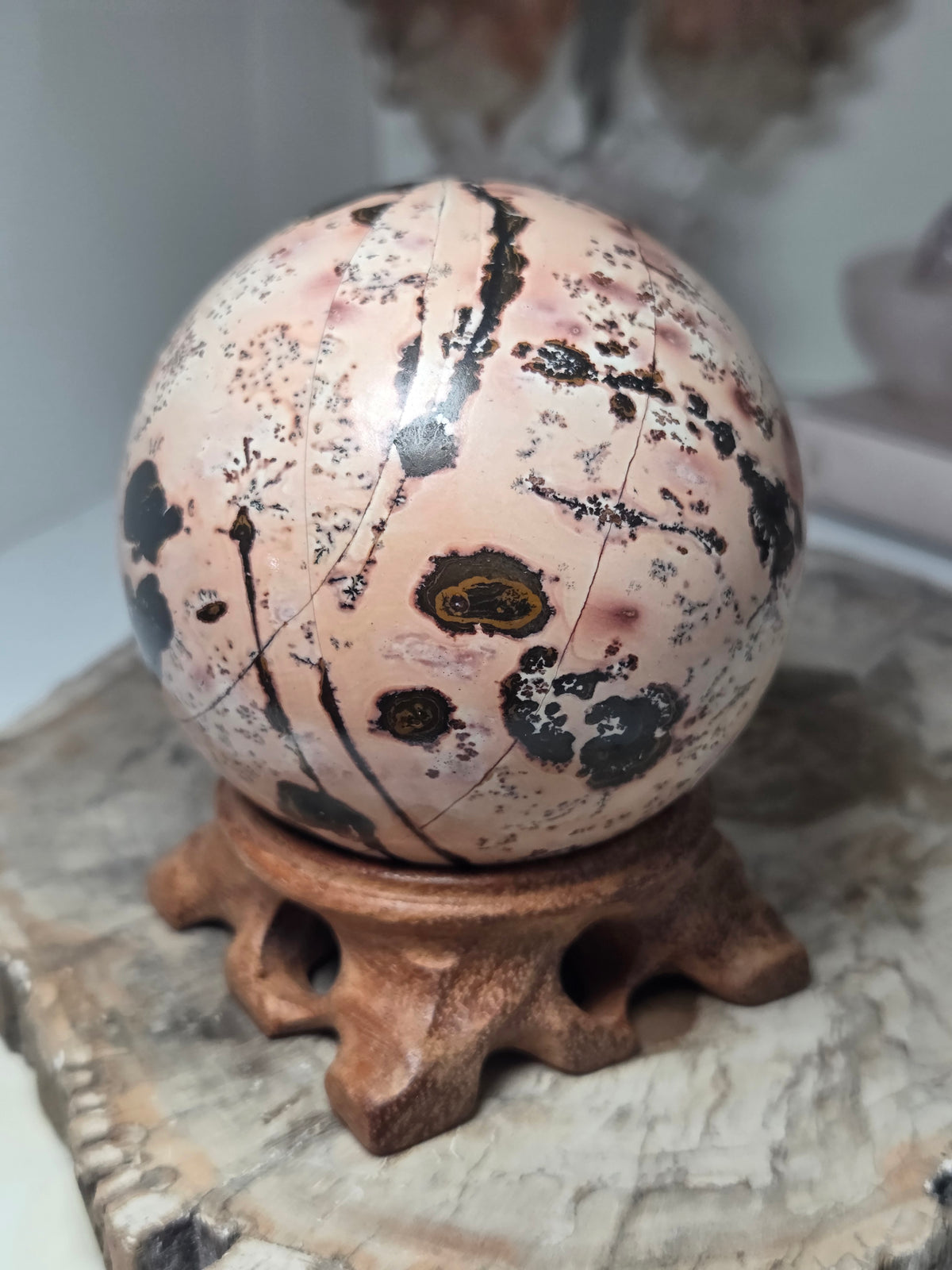 Pink picture Jasper crystal sphere