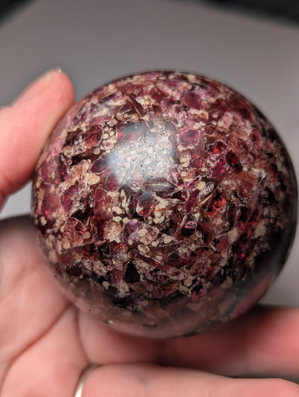 Garnet crystal sphere with Stand