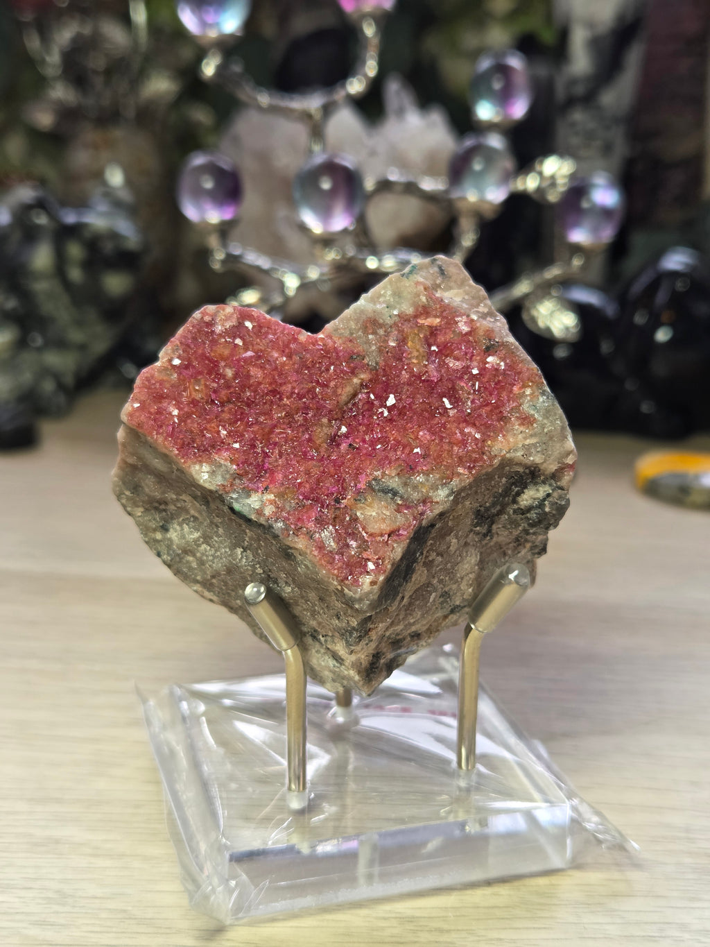 Cobaltoan Calcite specimen with Stand