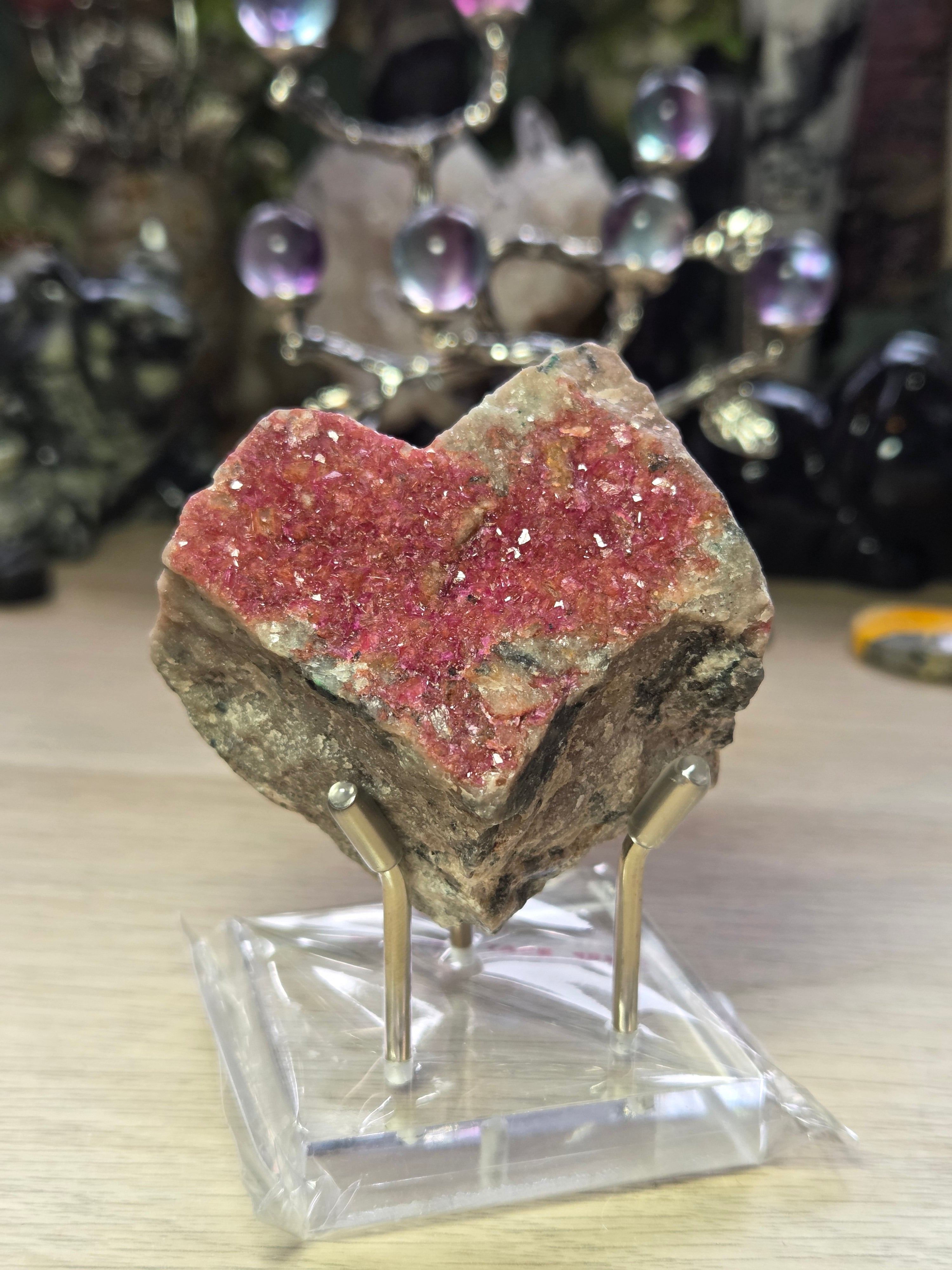 Cobaltoan Calcite specimen with Stand